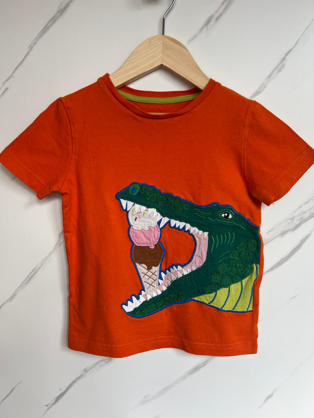 Boden Orange Ice-Cream Croc T-Shirt Age 4-5 Years