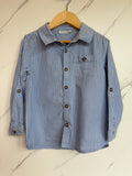 JoJo Maman Bebe Blue & White Striped Shirt Age 4-5 Years