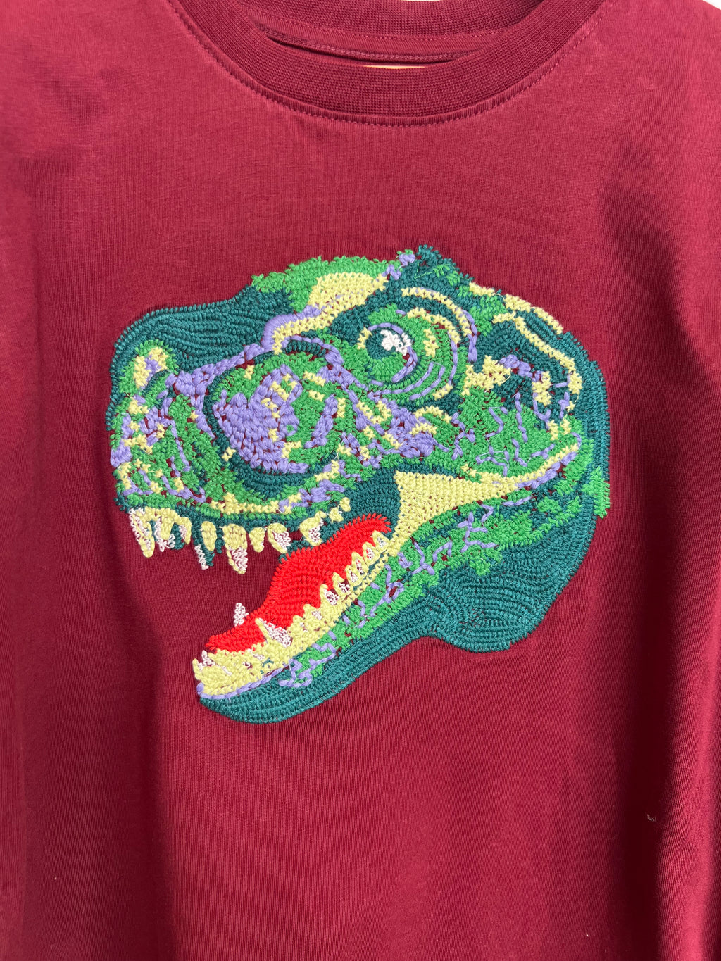 Lands End Dark Red Dinosaur Long-Sleeved Top Age 8 Years