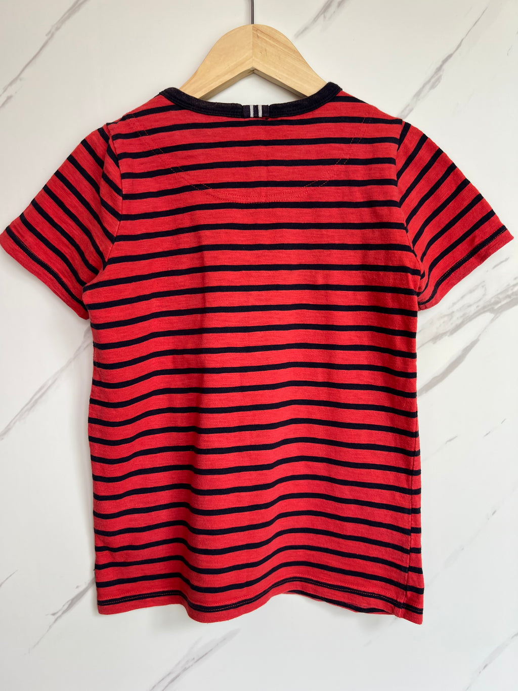 Joules Orange & Navy Striped T-Shirt Age 7-8 Years