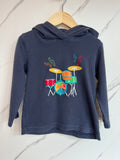 Frugi Navy Drum Kit Hooded Top Age 2-3 Years