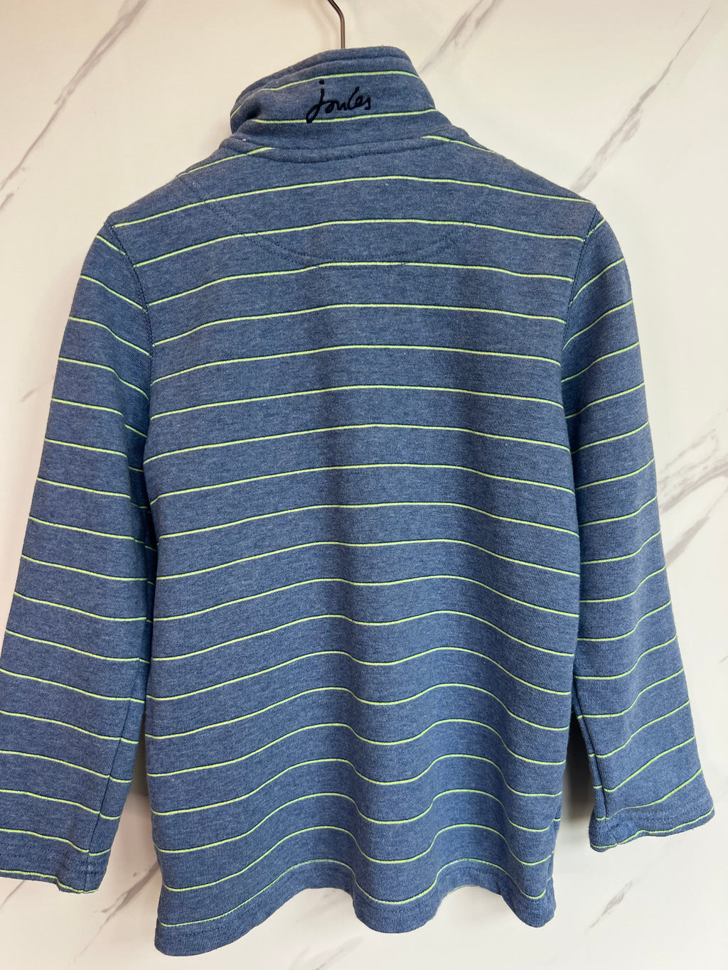 Joules Blue Fine Striped Top Zip Sweatshirt Age 5-6 years