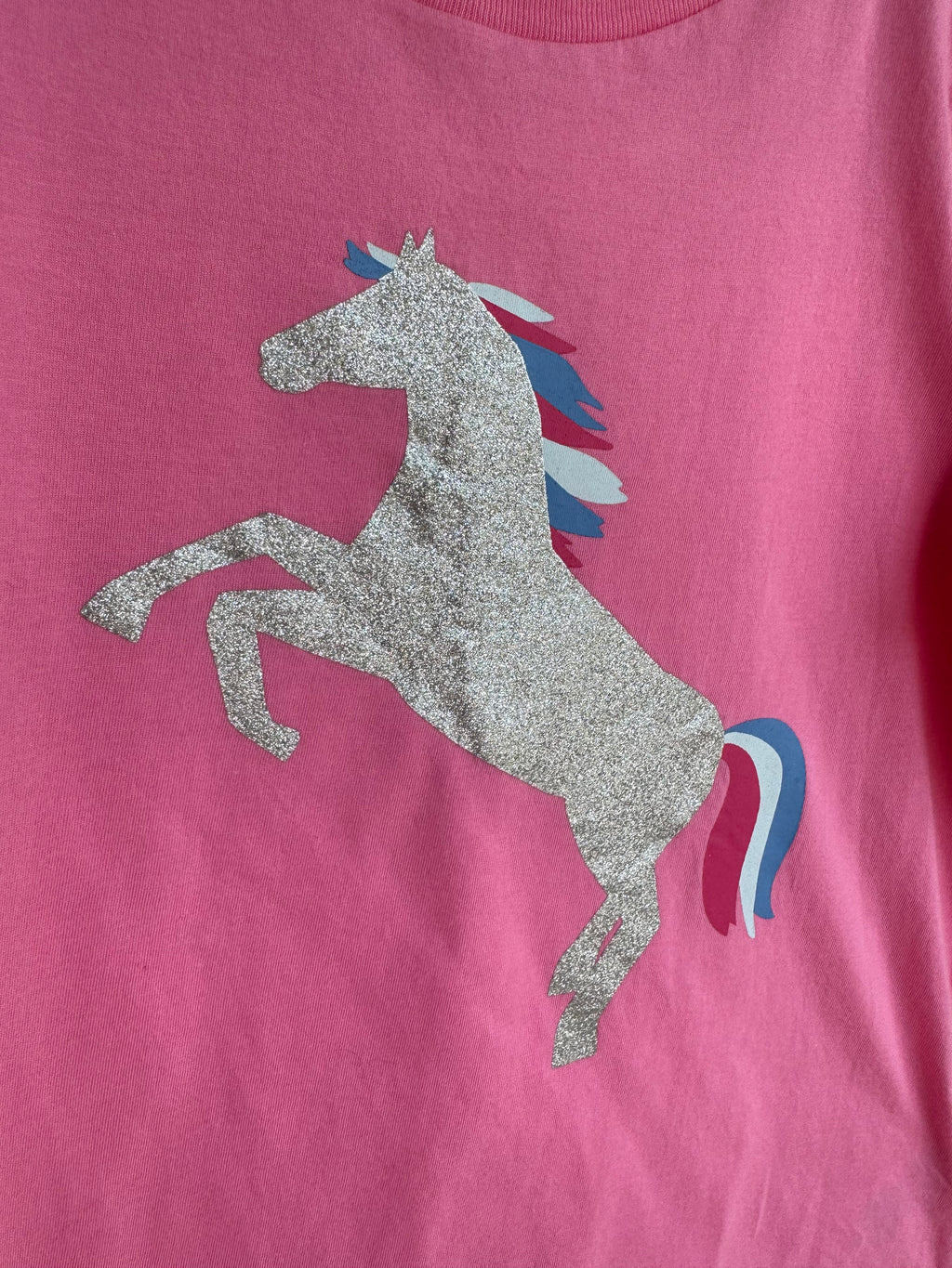 Boden Pink T-shirt with Silver Unicorn Detail Top Age 9-10 Years