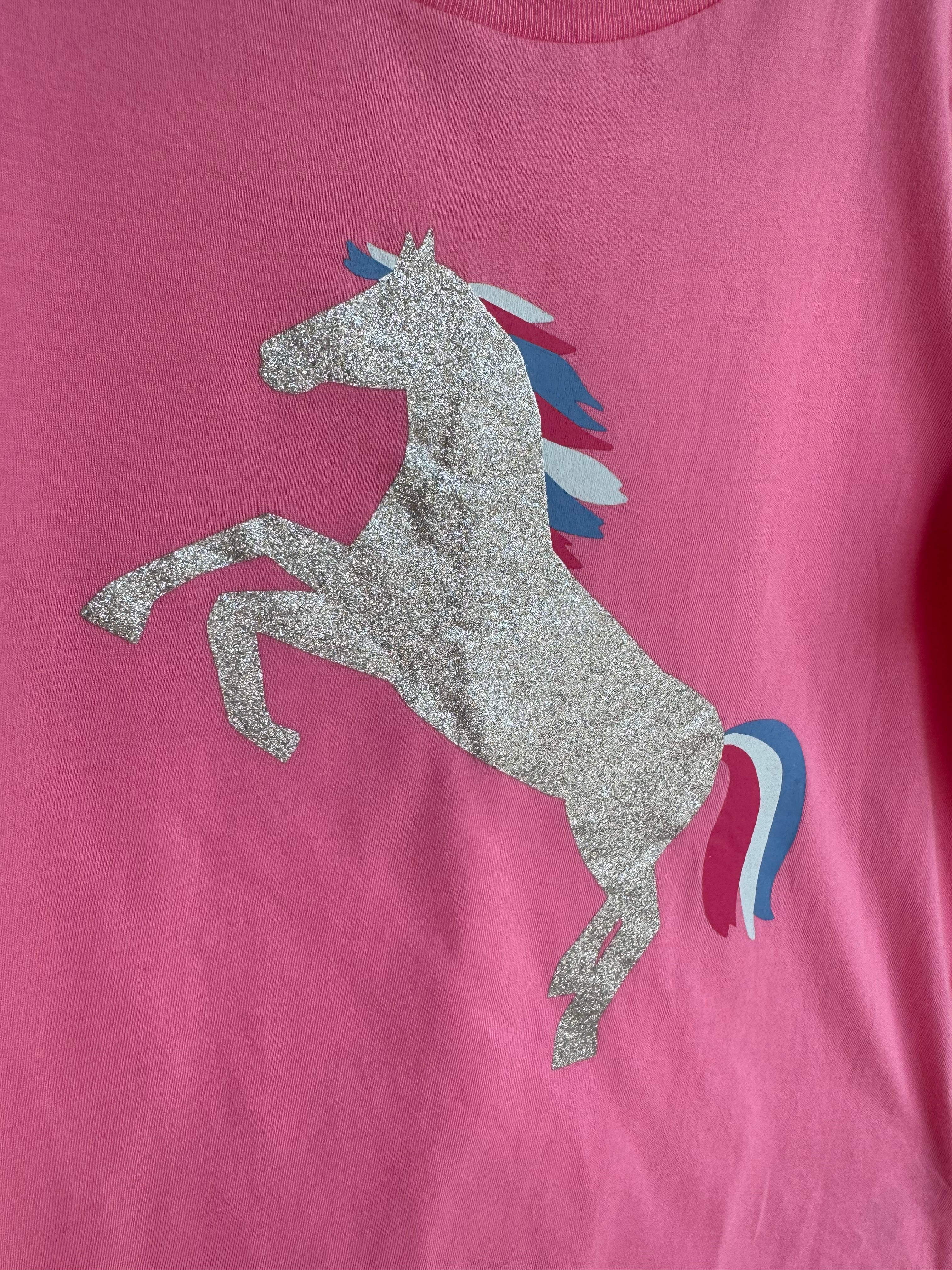 Boden Pink T-shirt with Silver Unicorn Detail Top Age 9-10 Years