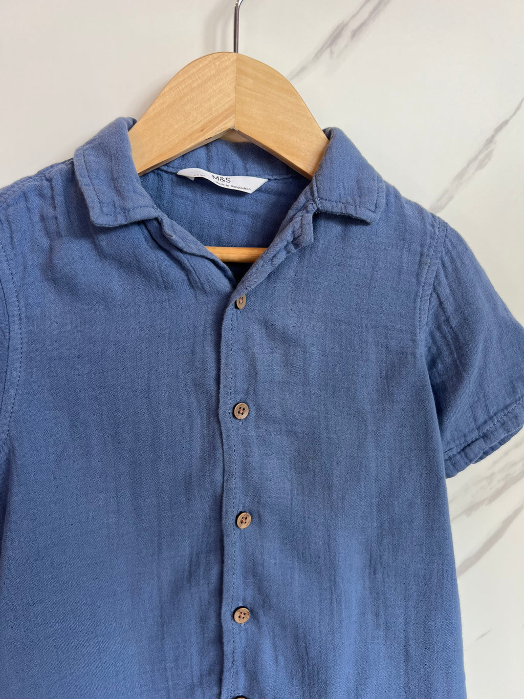 M&S Blue Muslin Shirt Age 4-5 Years