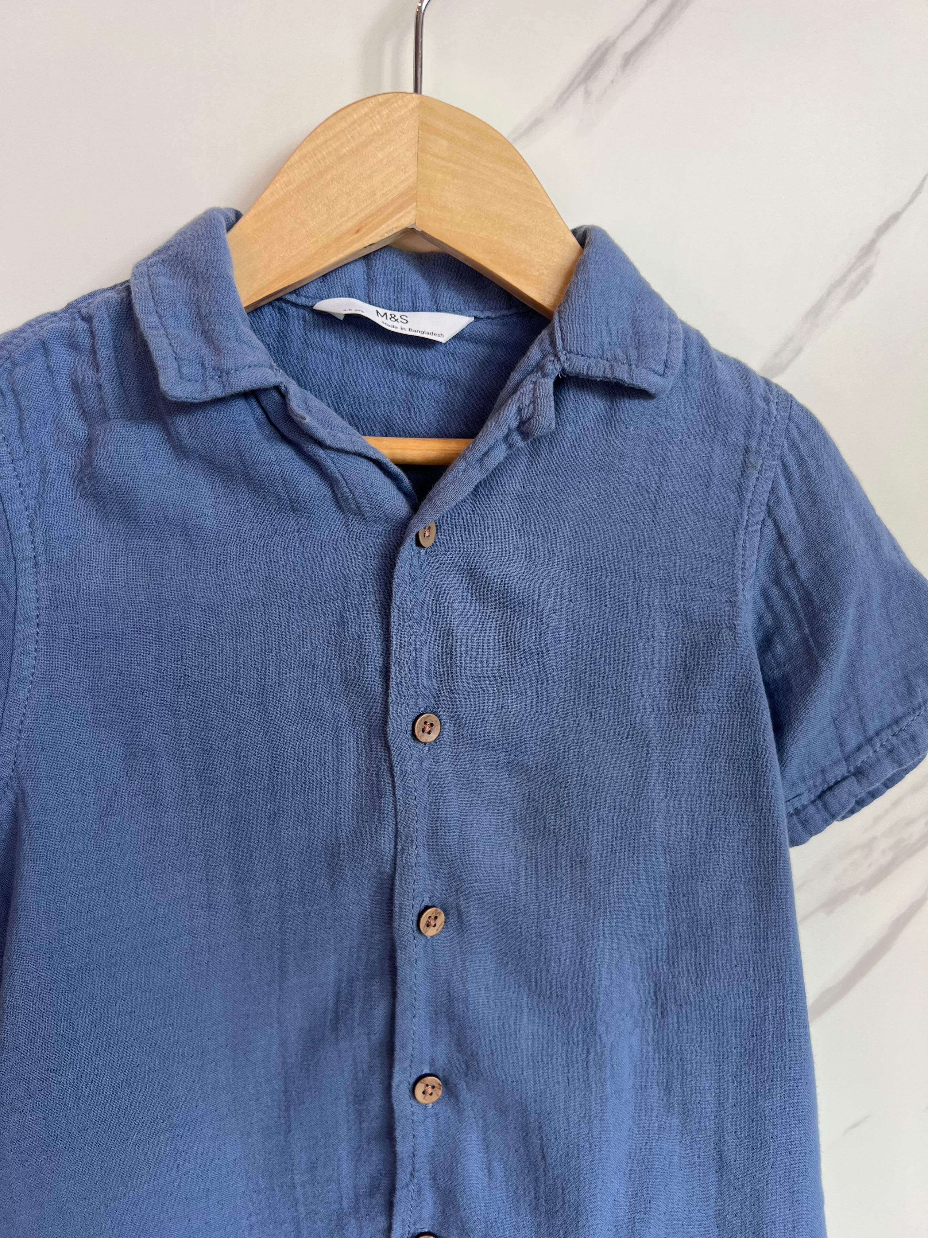 M&S Blue Muslin Shirt Age 4-5 Years