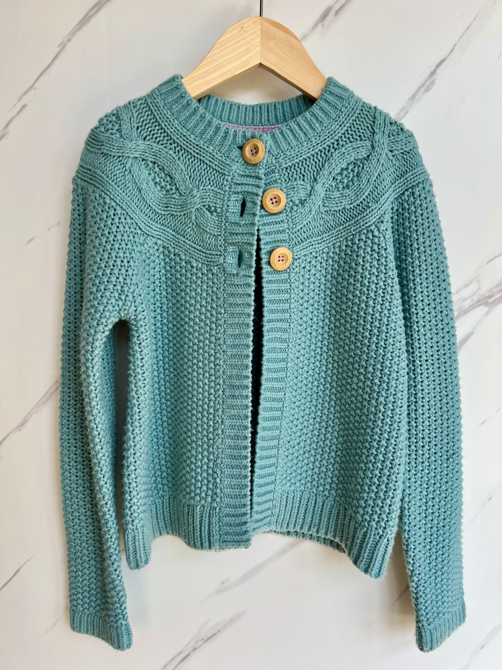 Boden Sage Green Cable-Knit Cardigan Age 7-8 Years