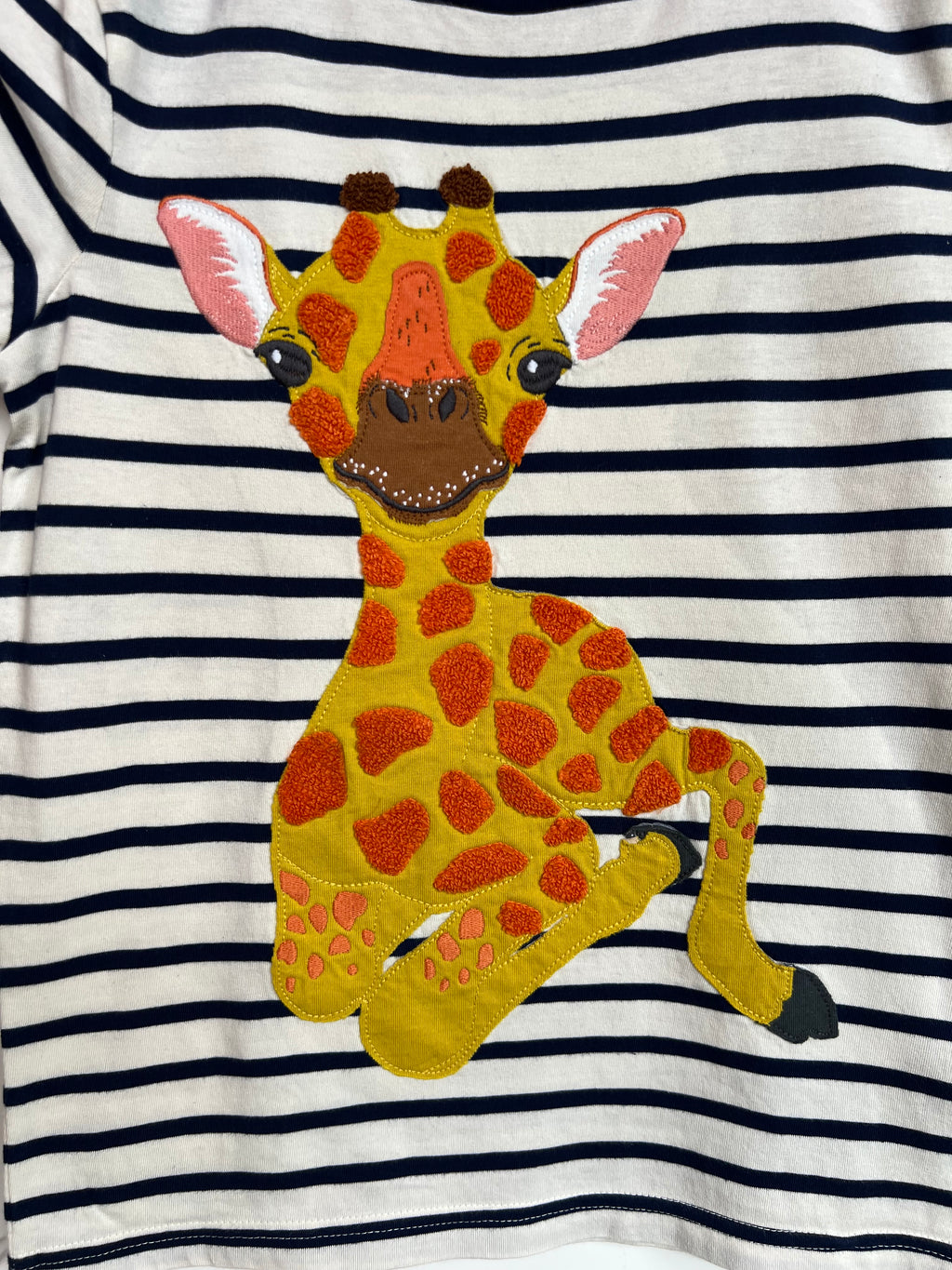 Boden Navy Striped Giraffe T-Shirt Age 8-9 Years