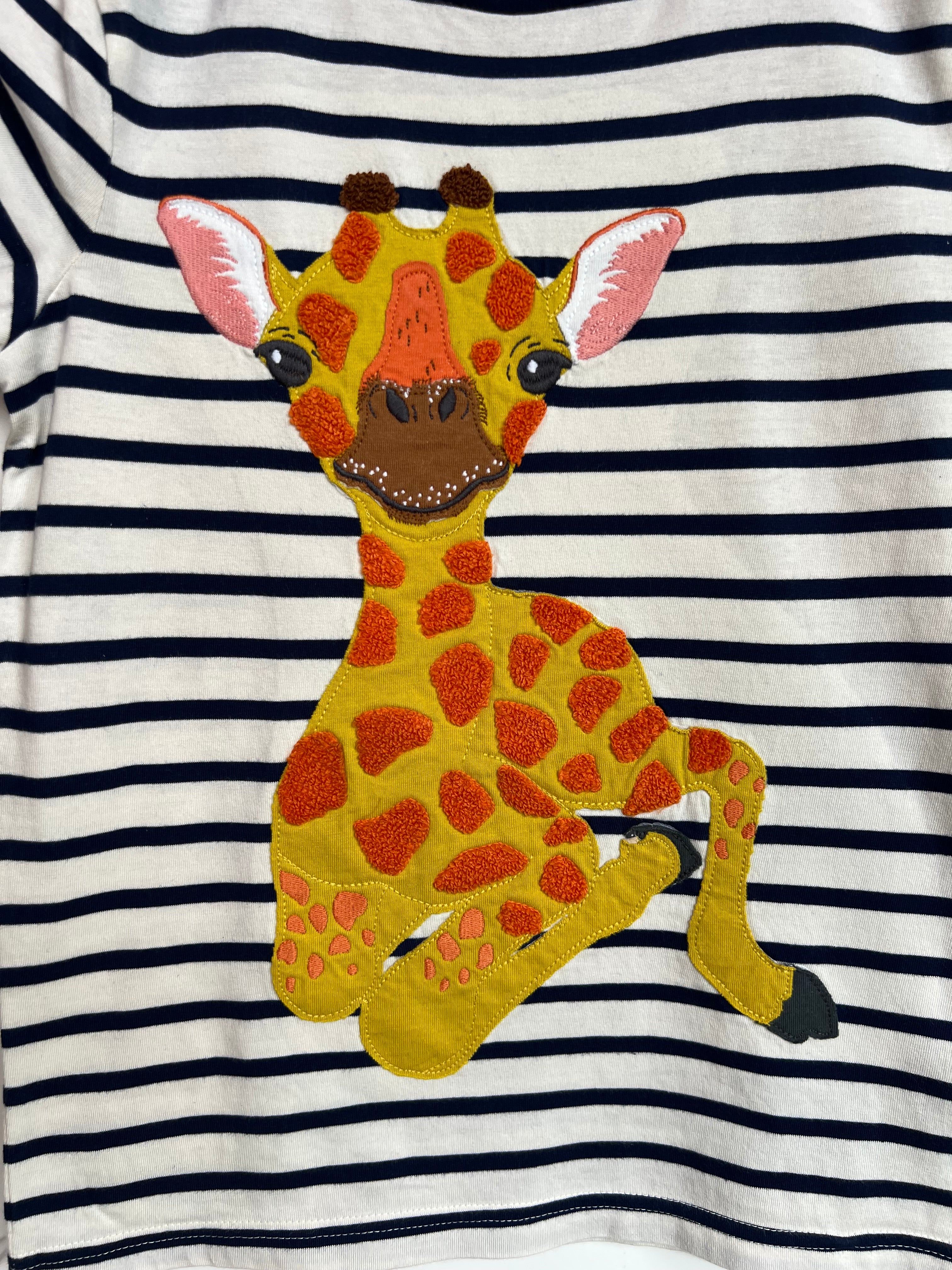 Boden Navy Striped Giraffe T-Shirt Age 8-9 Years