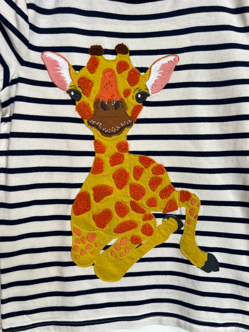 Boden Navy Striped Giraffe T-Shirt Age 8-9 Years