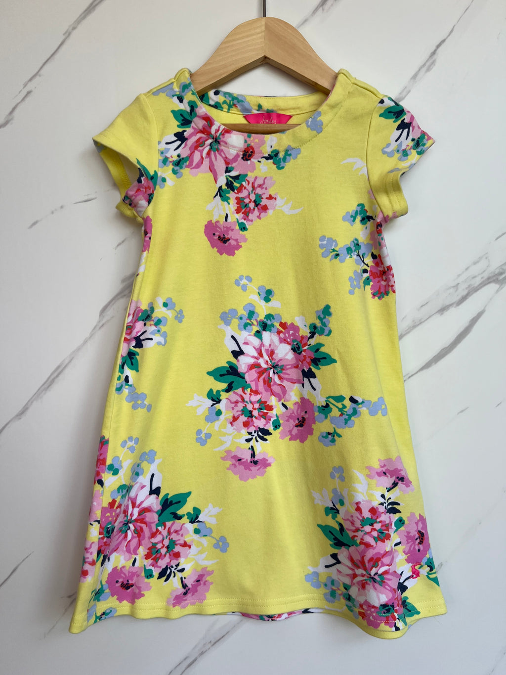 Joules Yellow Floral Jersey Dress Age 4 Years