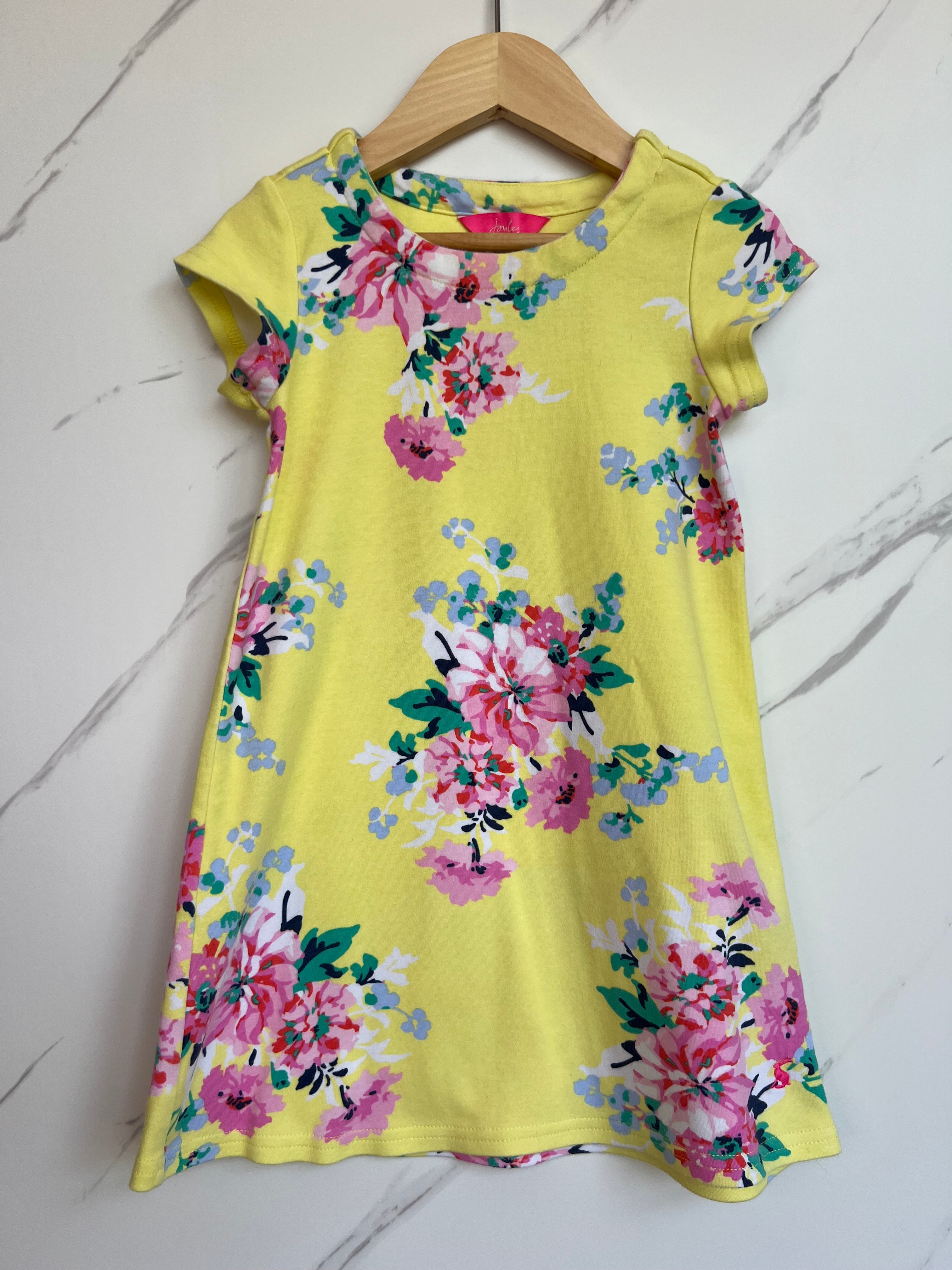 Joules Yellow Floral Jersey Dress Age 4 Years