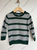 Gap Grey & Green Striped Jumper Age 3 Years