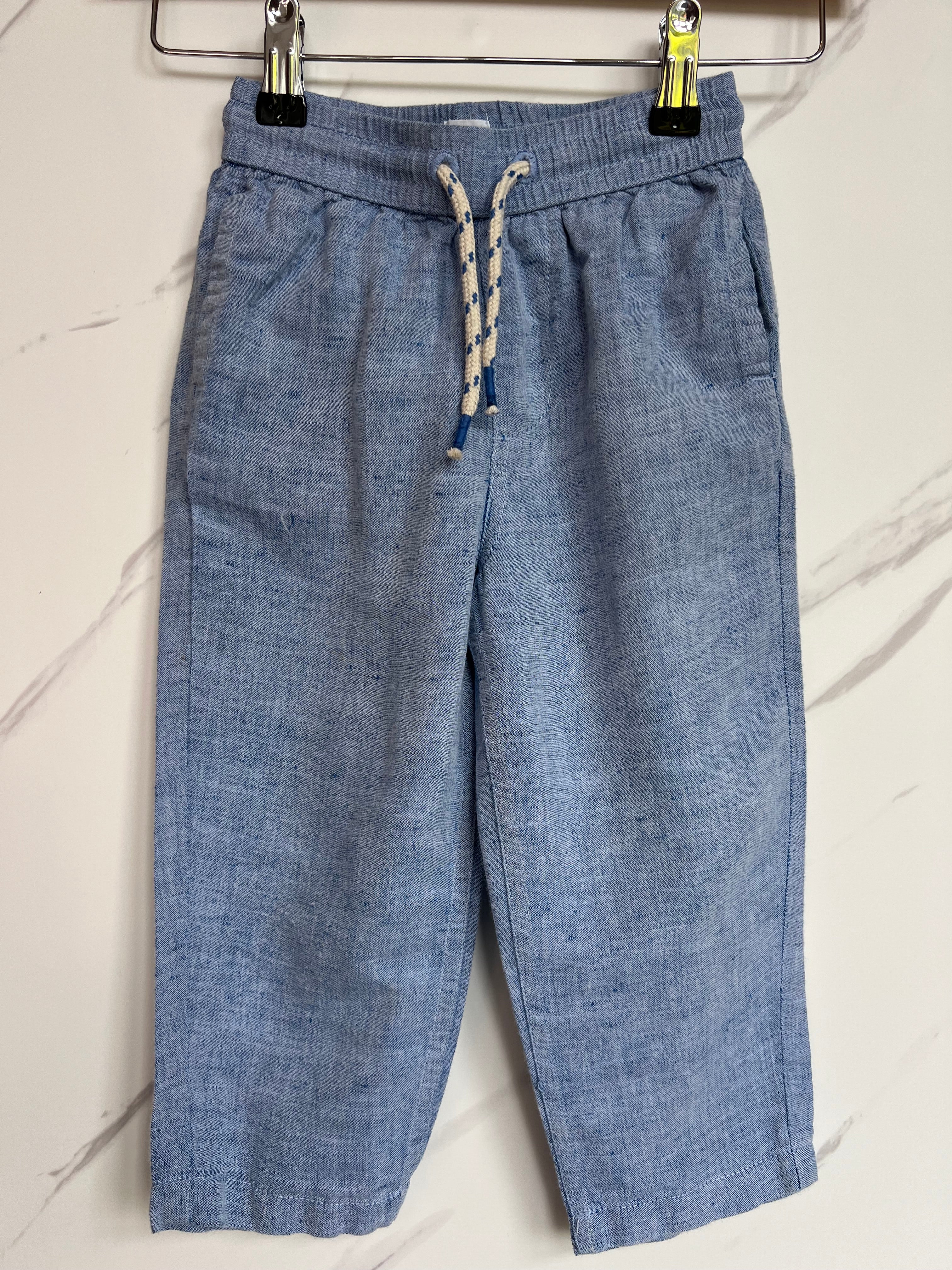 John Lewis Blue Linen Trousers Age 2-3 Years
