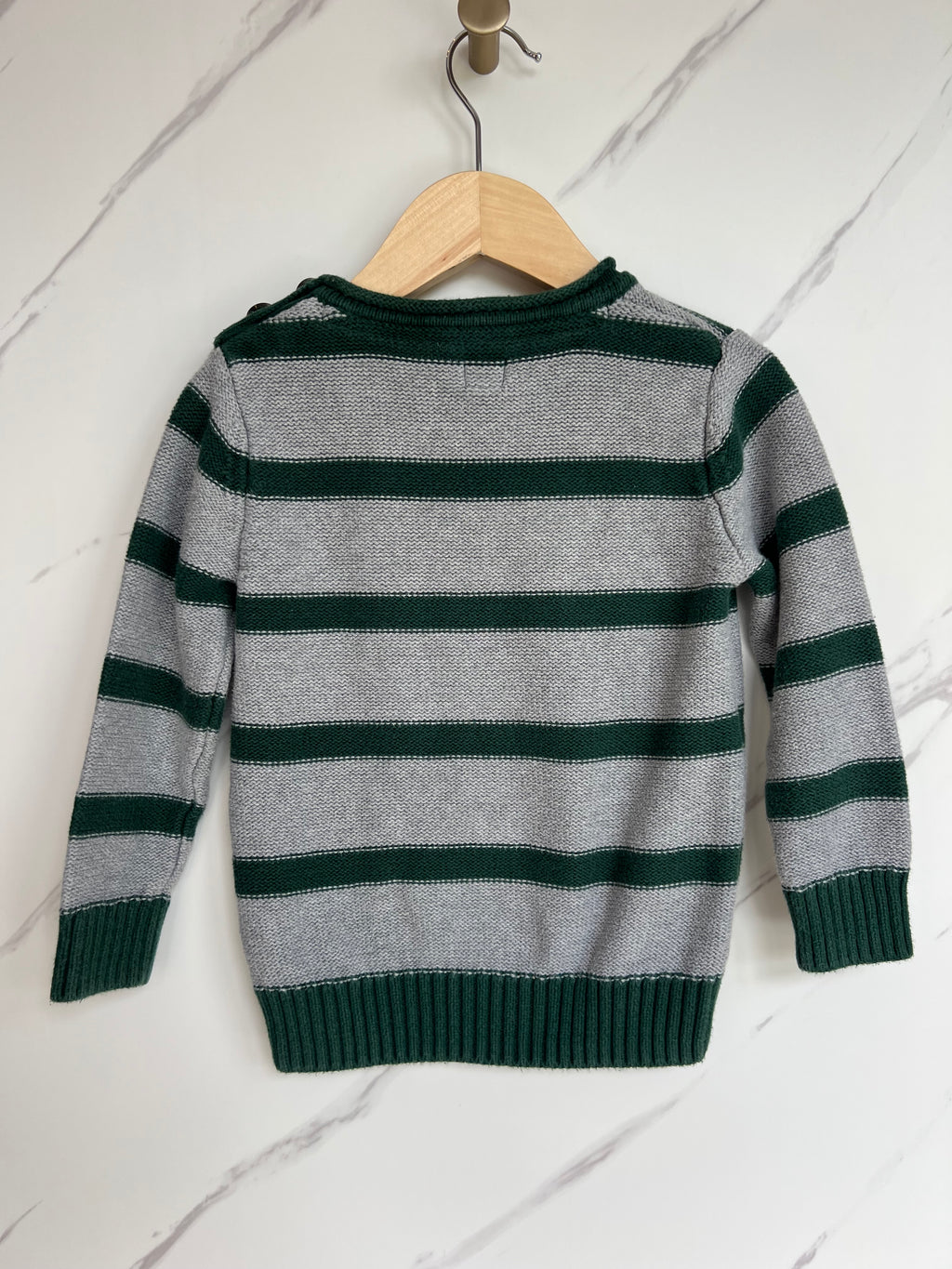 Gap Grey & Green Striped Jumper Age 3 Years