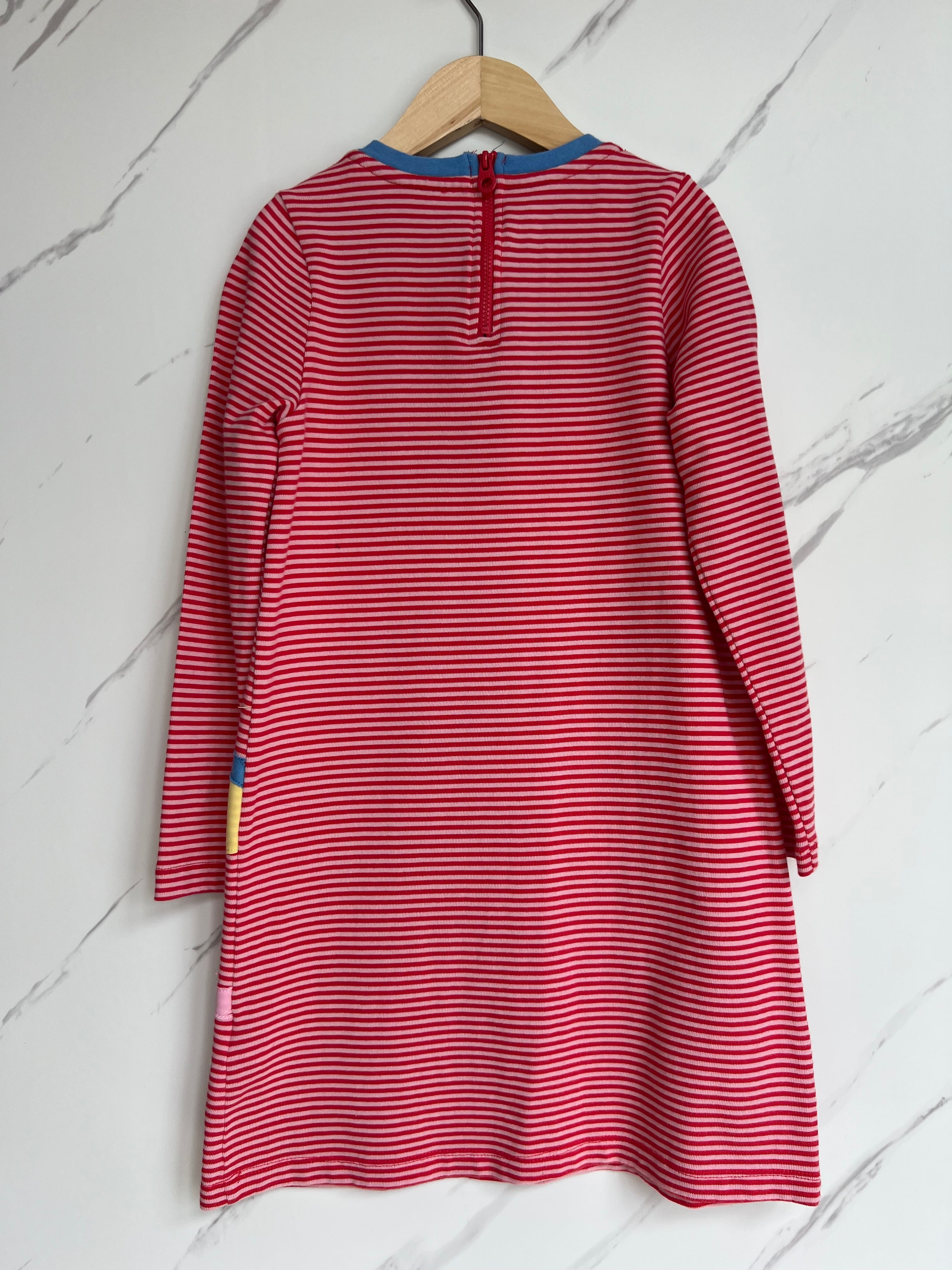 Joules Red & Pink Striped Horses Dress Age 8 Years