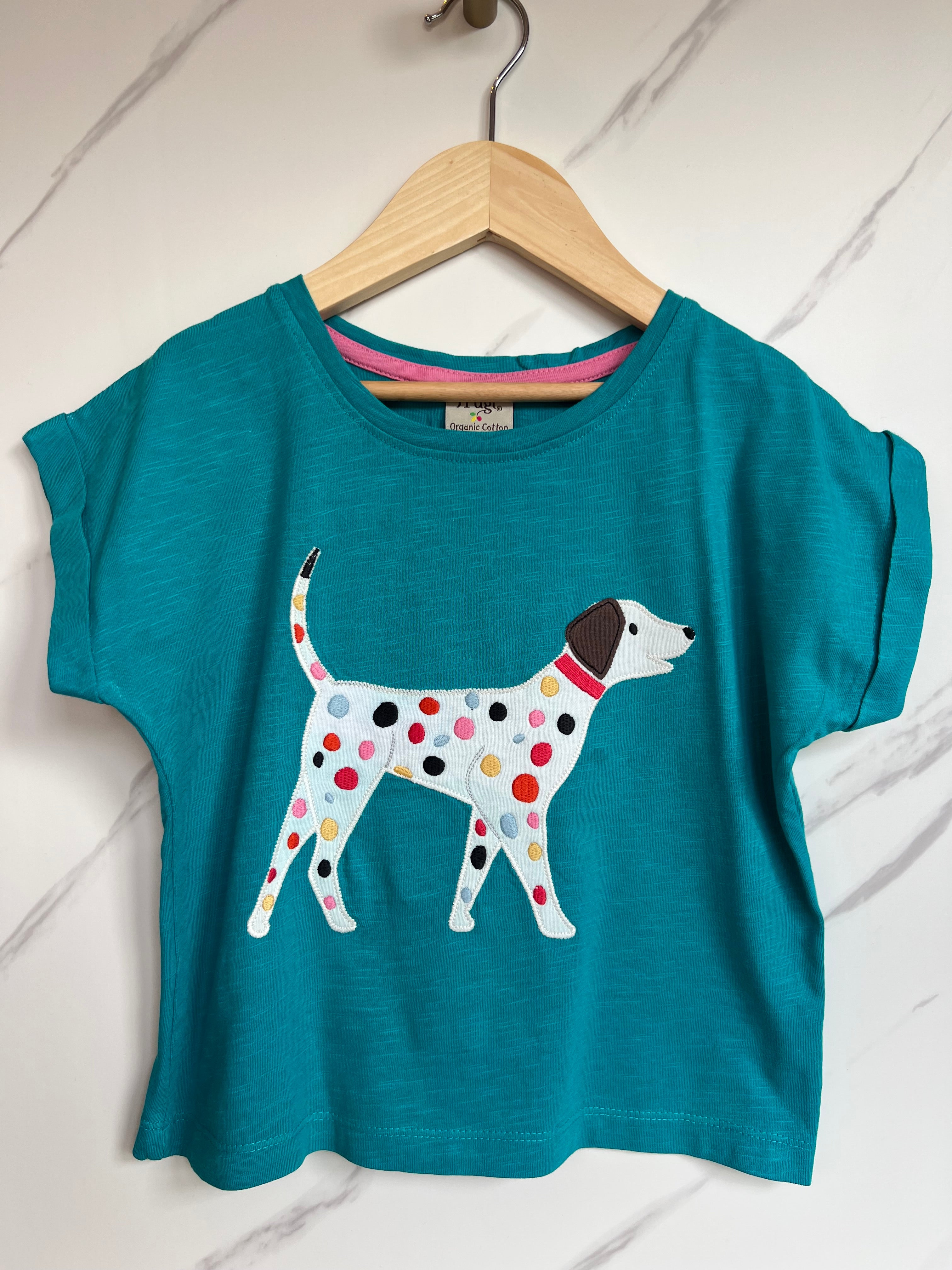 Frugi Turquoise Dalmatian T-Shirt Age 5-6 Years