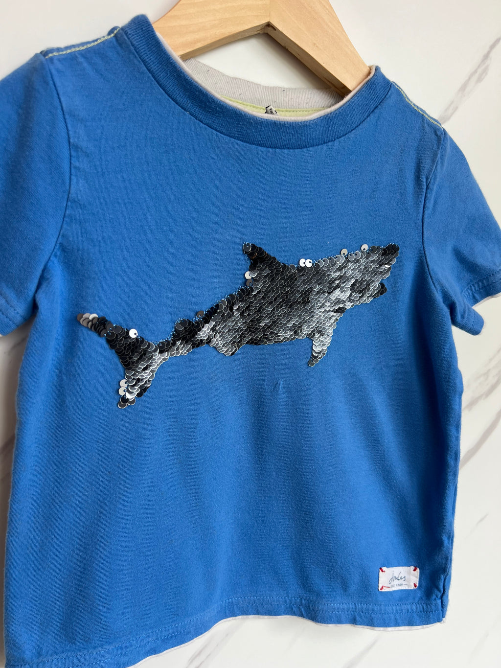 Joules Blue & Silver Shark T-Shirt Age 3 Years