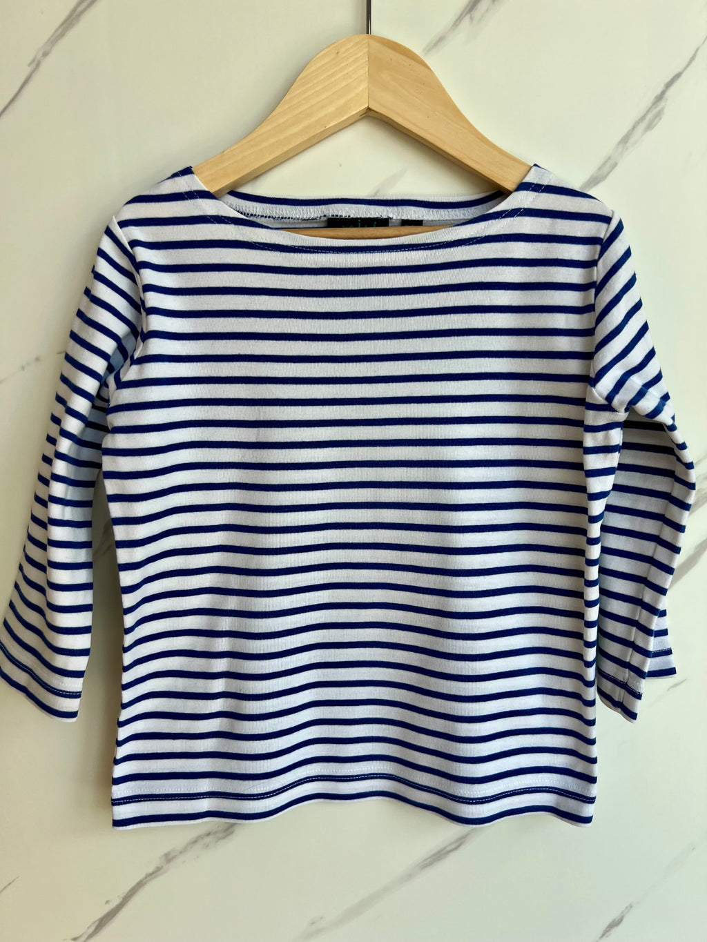 Mini Boden Navy & White Striped Long-Sleeved Top Age 5-6 Years