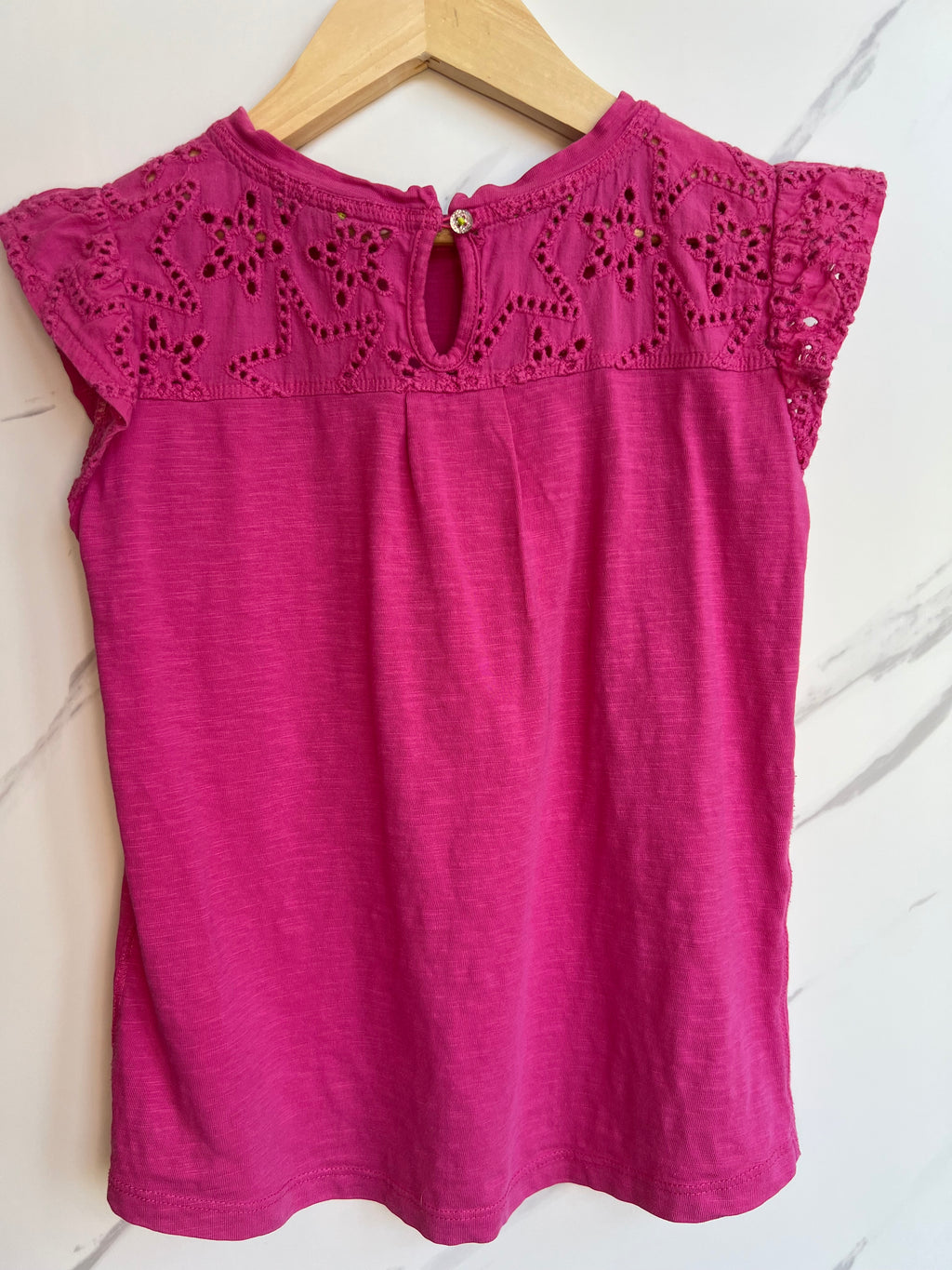 White Stuff Pink Lace Detail T-shirt Age 5-6 Years