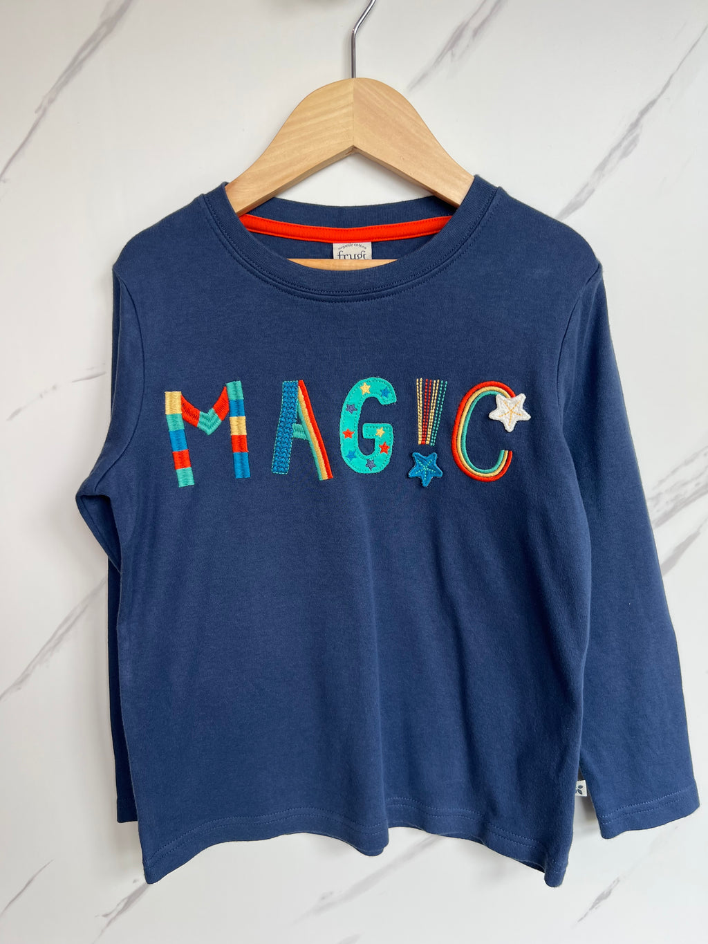 Frugi Navy "MAGIC" Long-Sleeved Top Age 5-6 Years