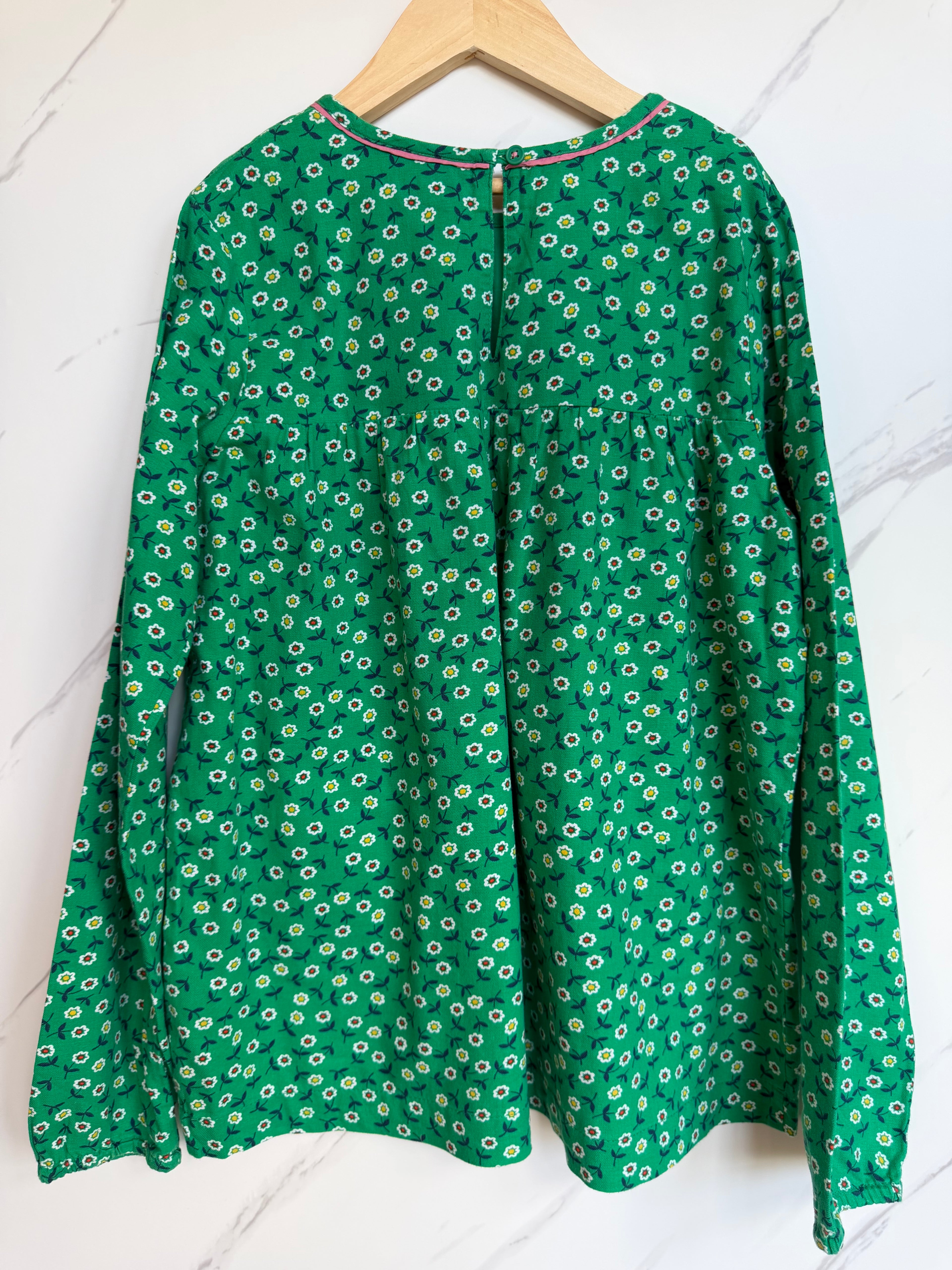 Boden Green Ditsy Long-Sleeved Blouse Age 11-12 Years