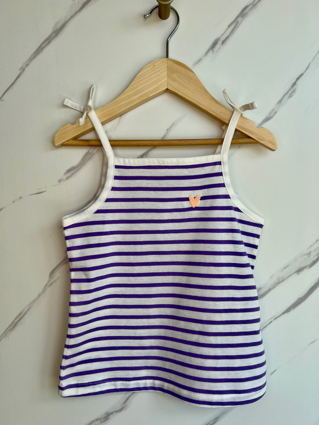 M&S White and Purple Striped Vest Top Age 3-4 Years