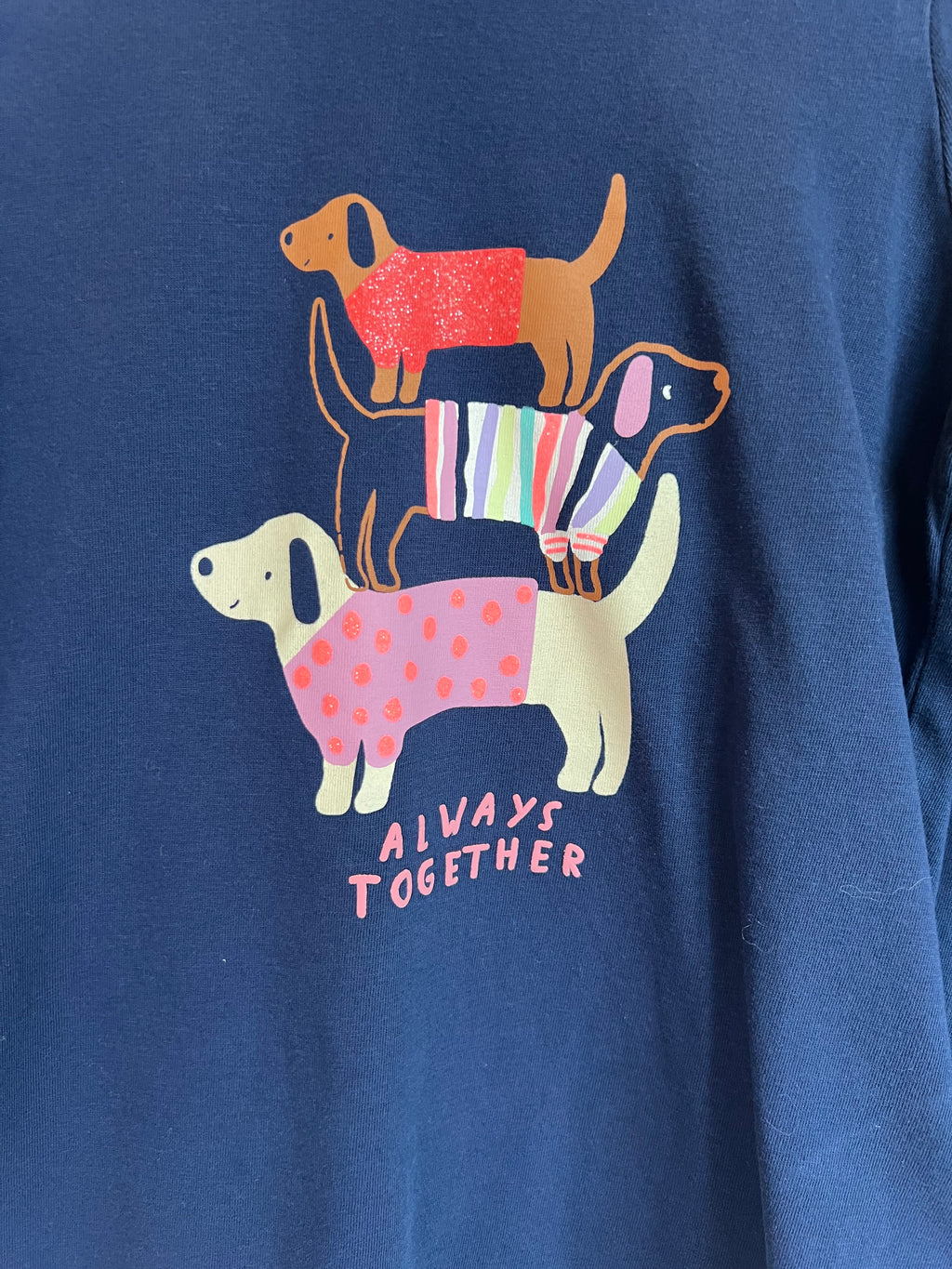 M&S Navy Dog Trio Long Sleeved Top Age 6-7 Years