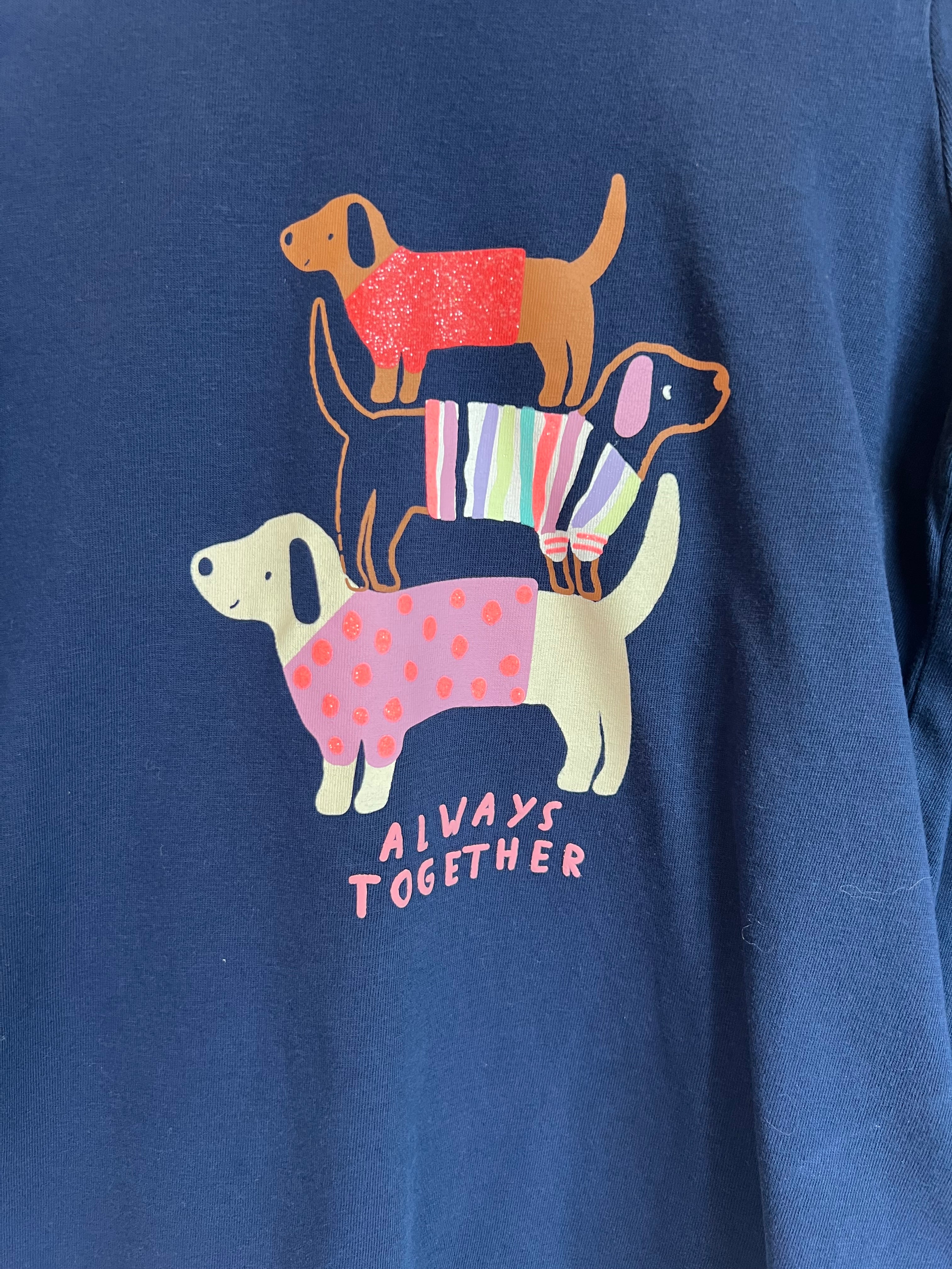 M&S Navy Dog Trio Long Sleeved Top Age 6-7 Years