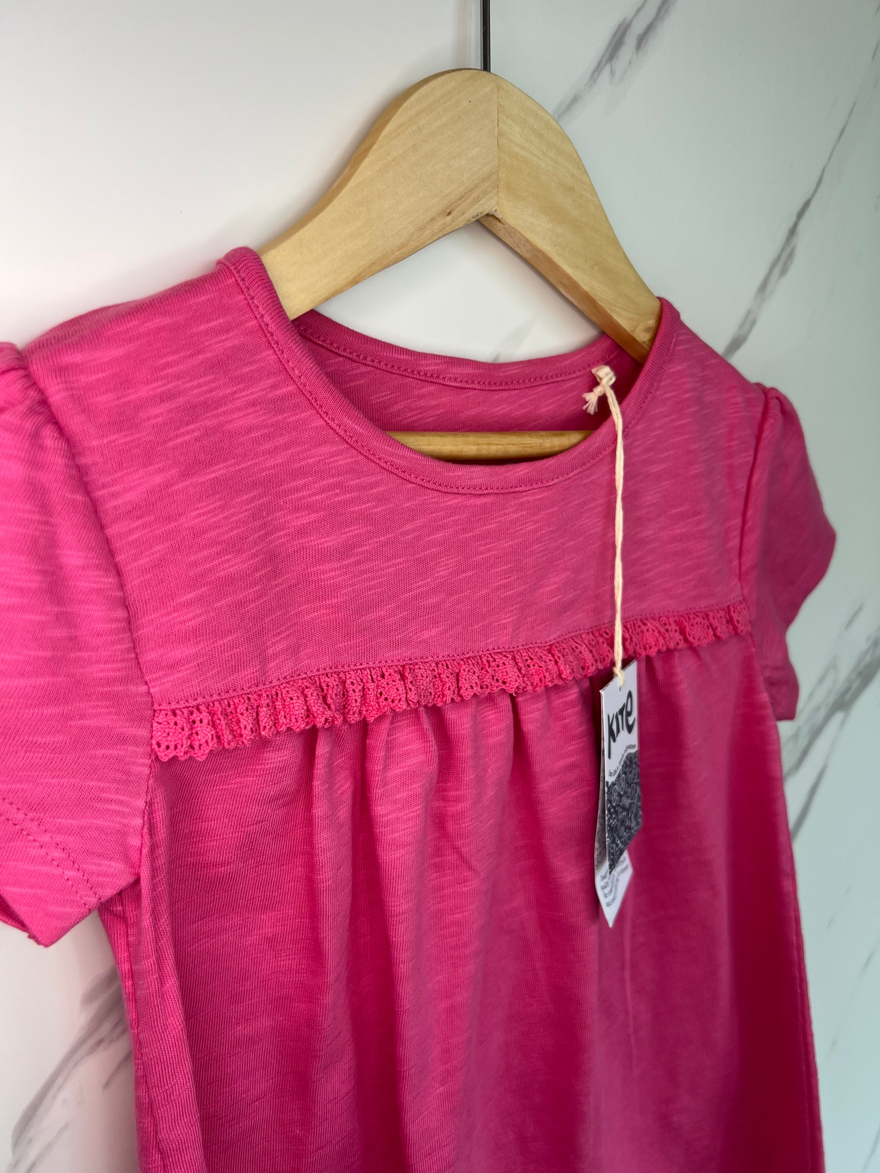 Kite Pink Lace Trim T-Shirt Age 5 Years
