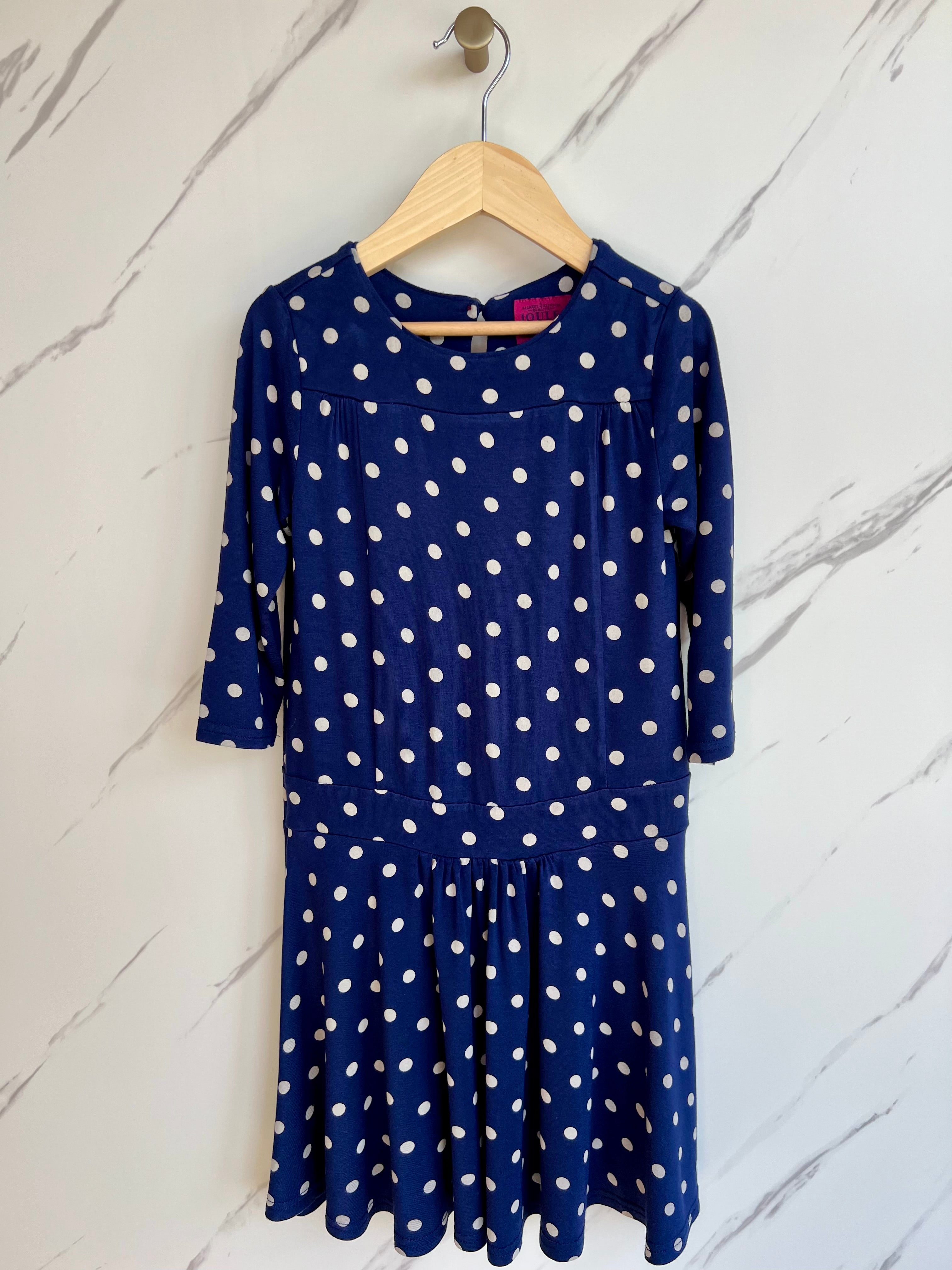 Joules Navy and White Spotted Jersey Dress Age 5-6 Years