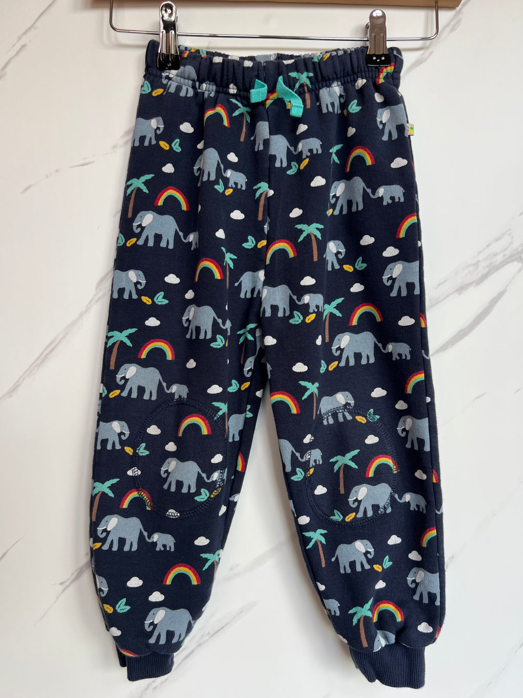 Frugi Navy Elephant & Rainbow Joggers Age 3-4 Years