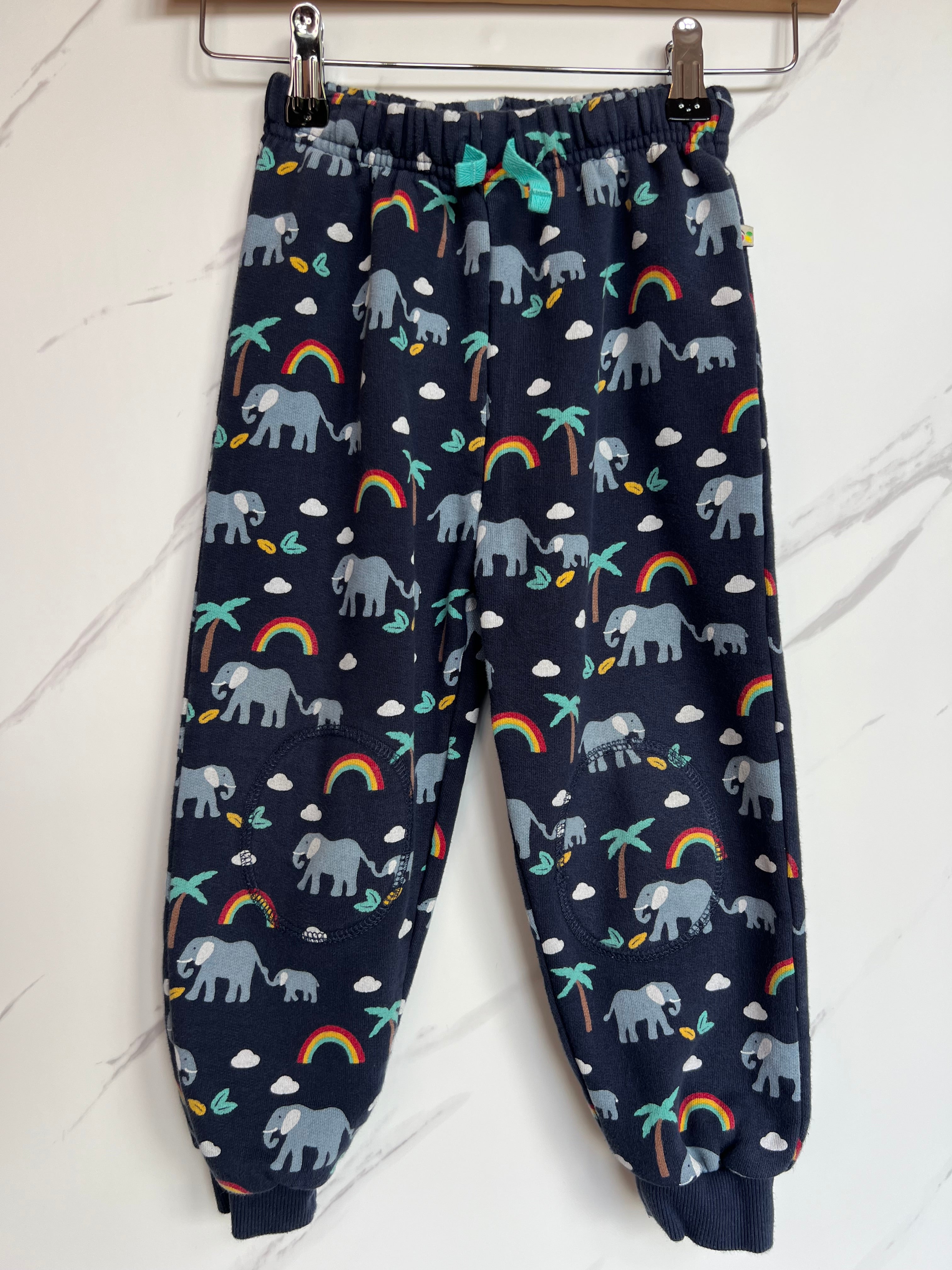 Frugi Navy Elephant & Rainbow Joggers Age 3-4 Years