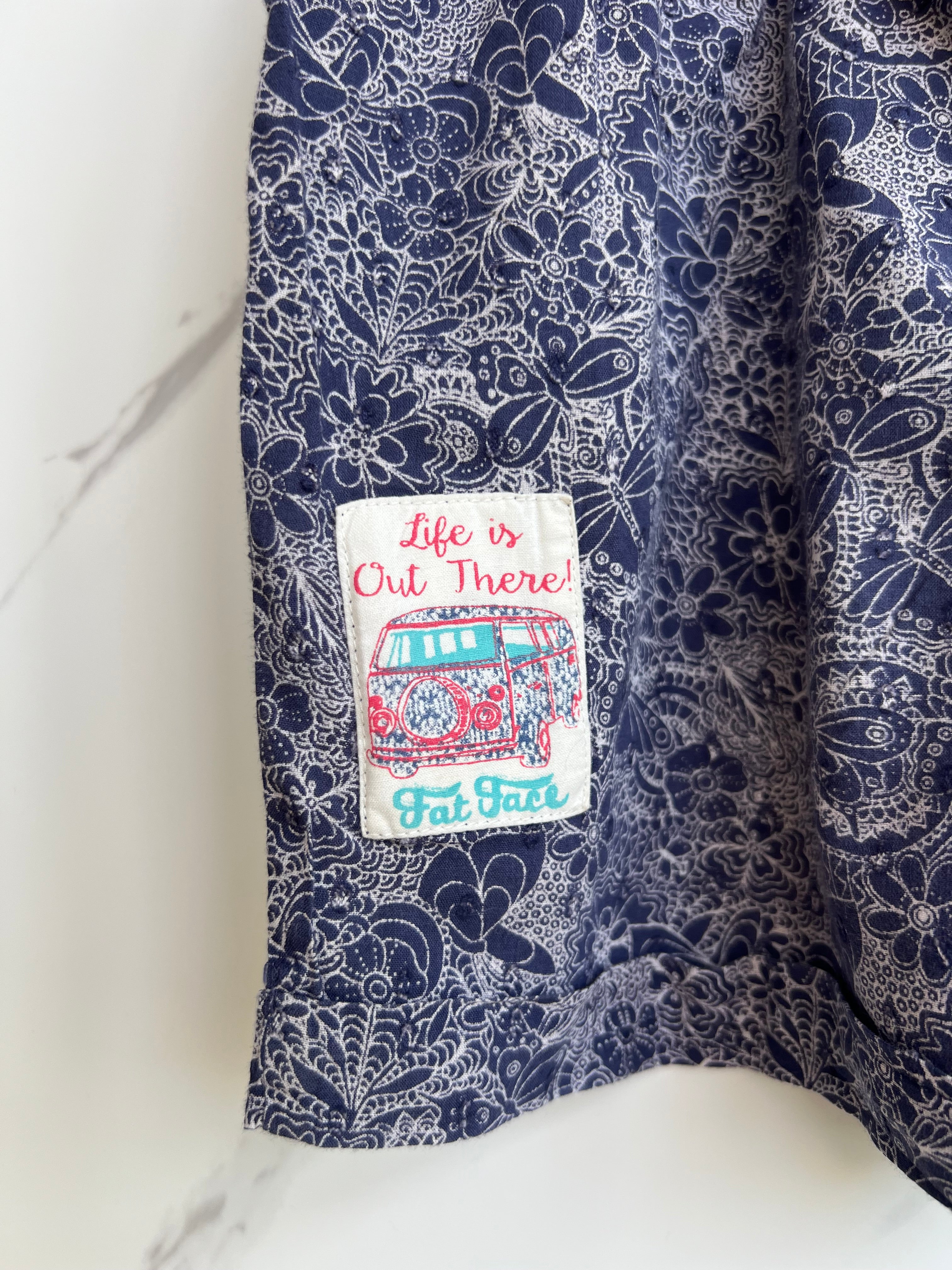 Fatface Navy and White Patterned Playsuit Age 10-11 Years