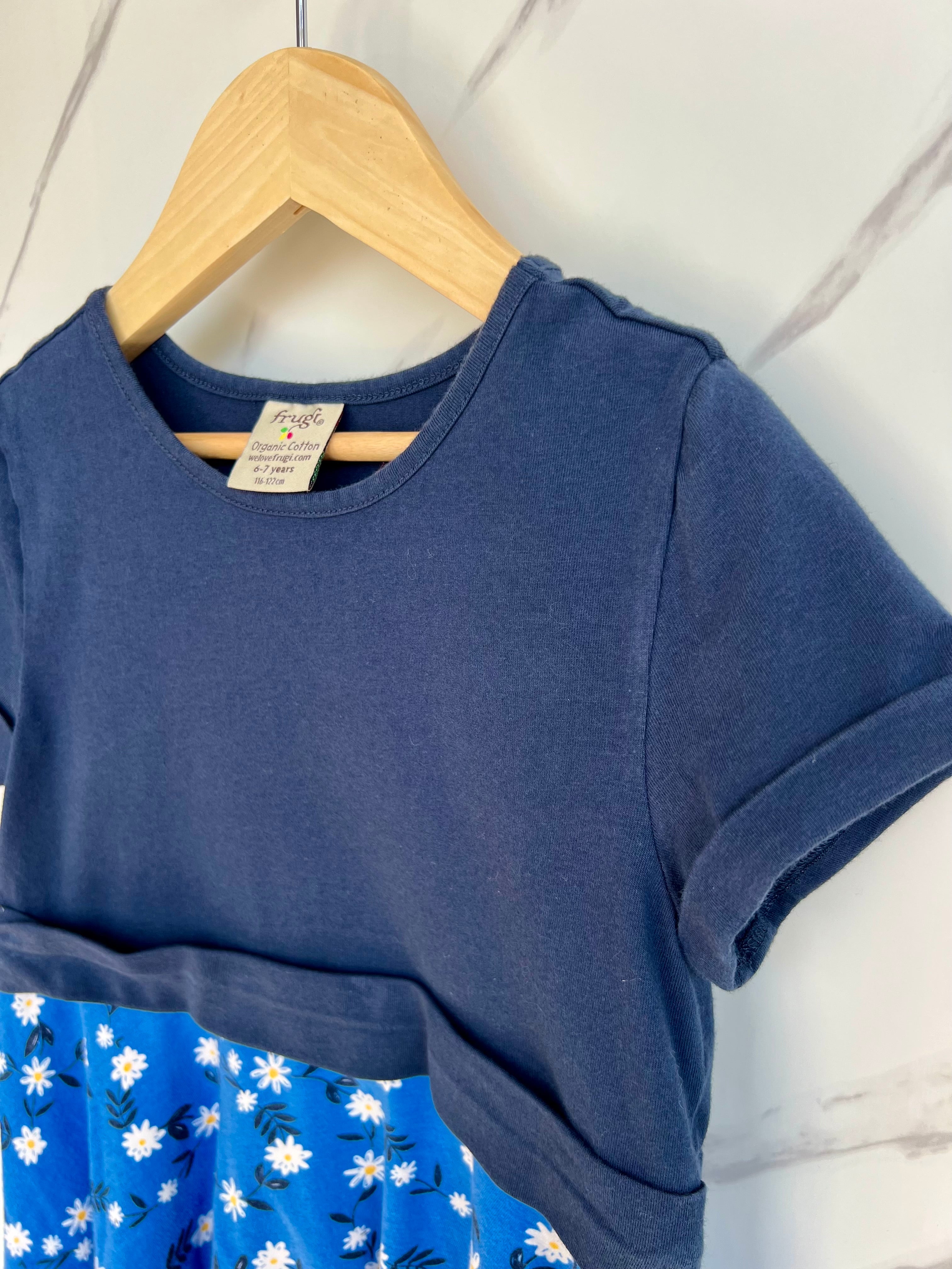 Frugi Navy Daisies Organic Cotton Dress Age 6-7 Years
