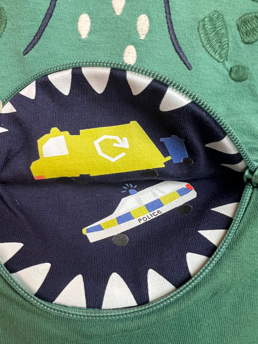 Joules Navy Striped Dino Zip Mouth T-Shirt Age 9 Years