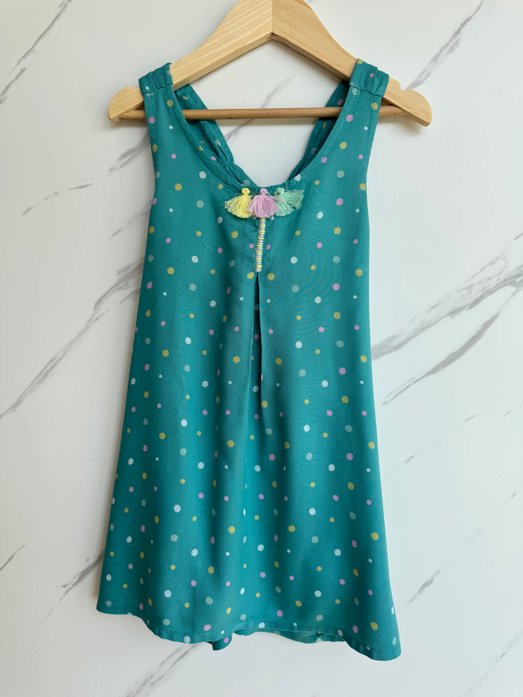 Fatface Teal Dotty Vest Top Age 8-9 Years