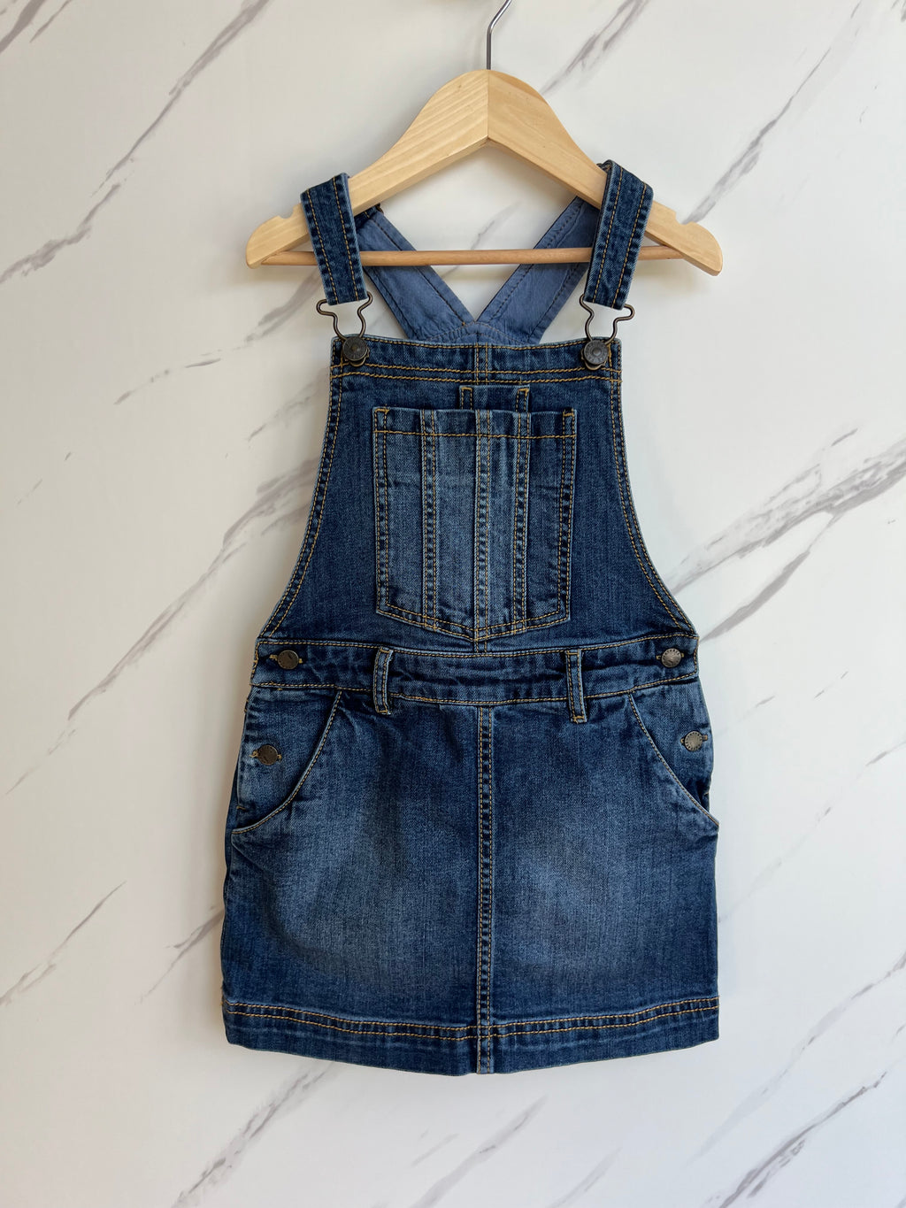Fatface Denim Dungaree Dress Age 6-7 Years