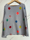 Boden Striped Spot Long-Sleeved Top Age 9-10 Years