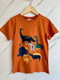 Polarn O. Pyret Orange Dinosaurs T-Shirt Age 7-8 Years