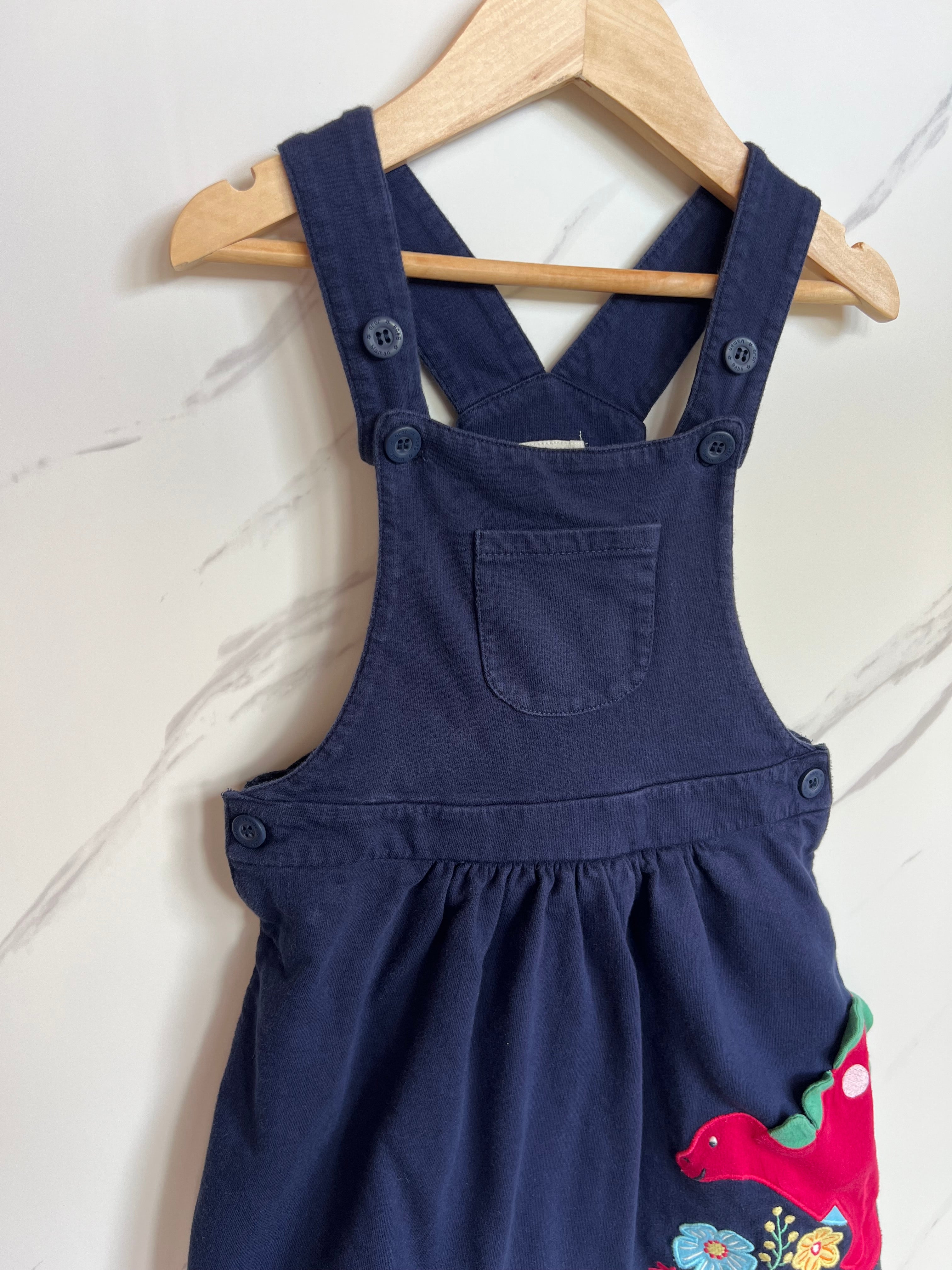 Jojo Maman Bebe Navy Dinosaur Pinafore Age 3-4 Years