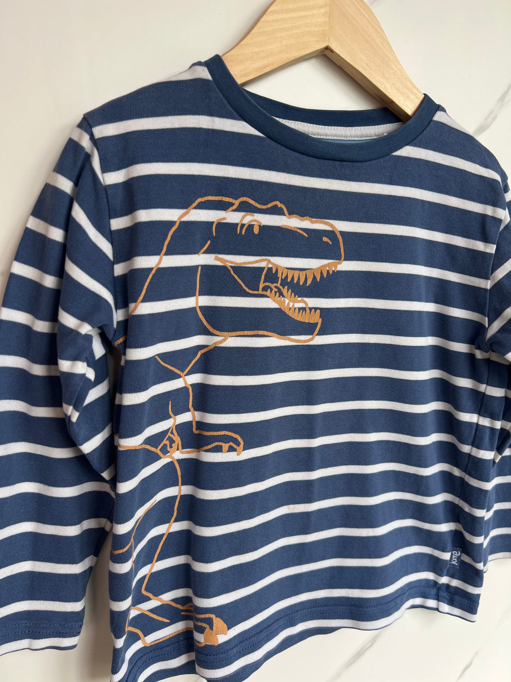 Kite Navy Striped Dino Long-Sleeved Top Age 5 Years