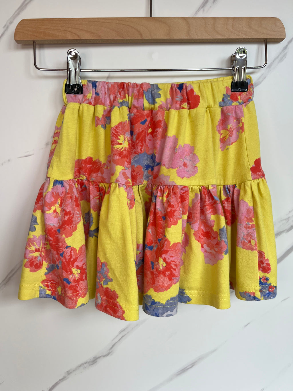 Joules Yellow Floral Tiered Skirt Age 5 Years