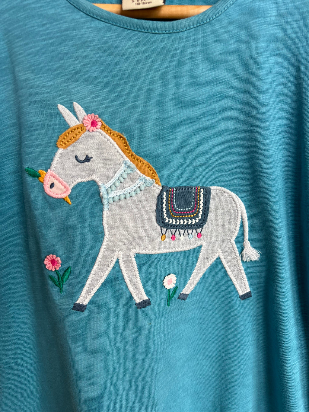 Frugi Turquoise Pony T-Shirt Age 5-6 Years