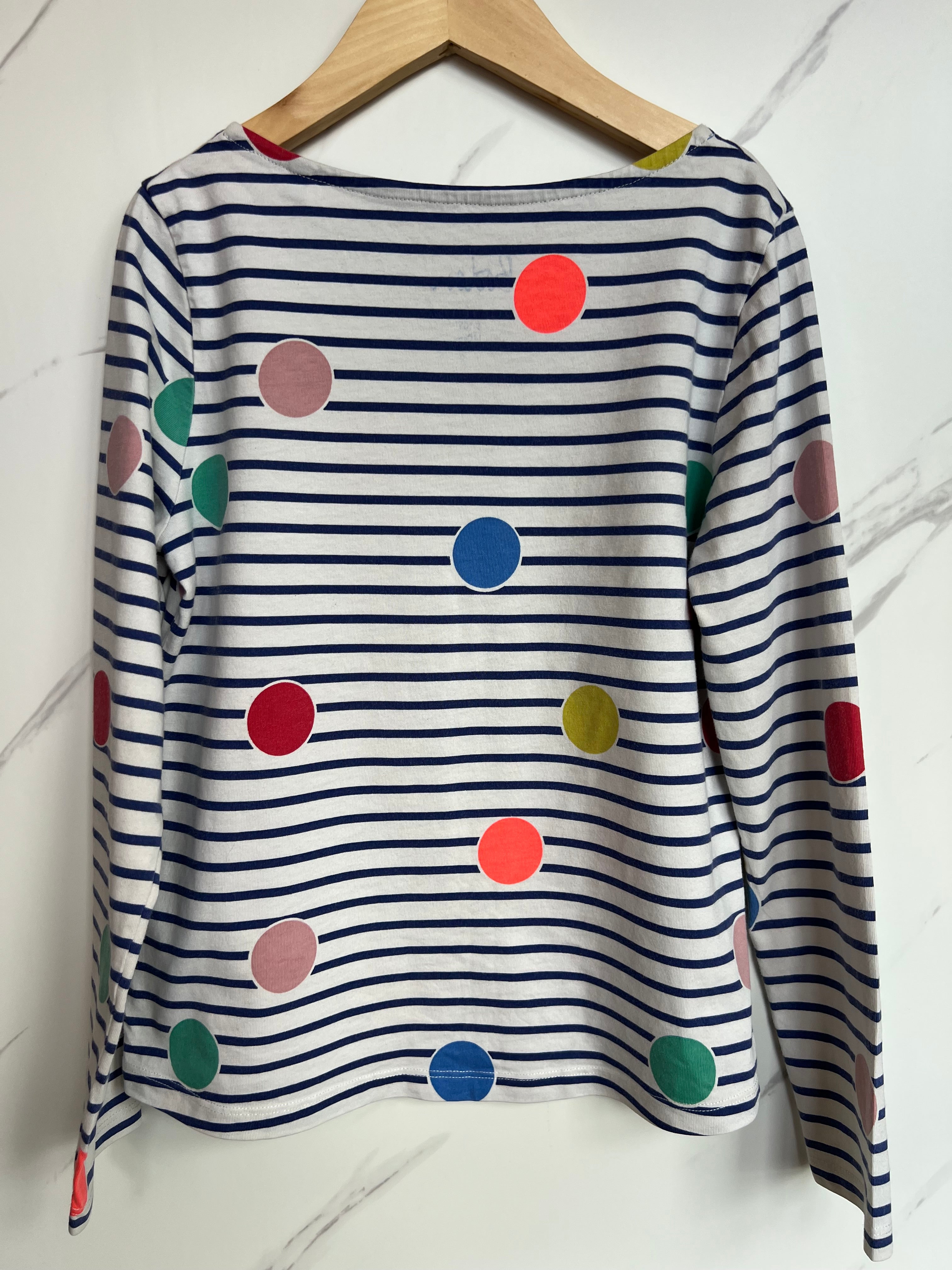 Boden Striped Spot Long-Sleeved Top Age 9-10 Years