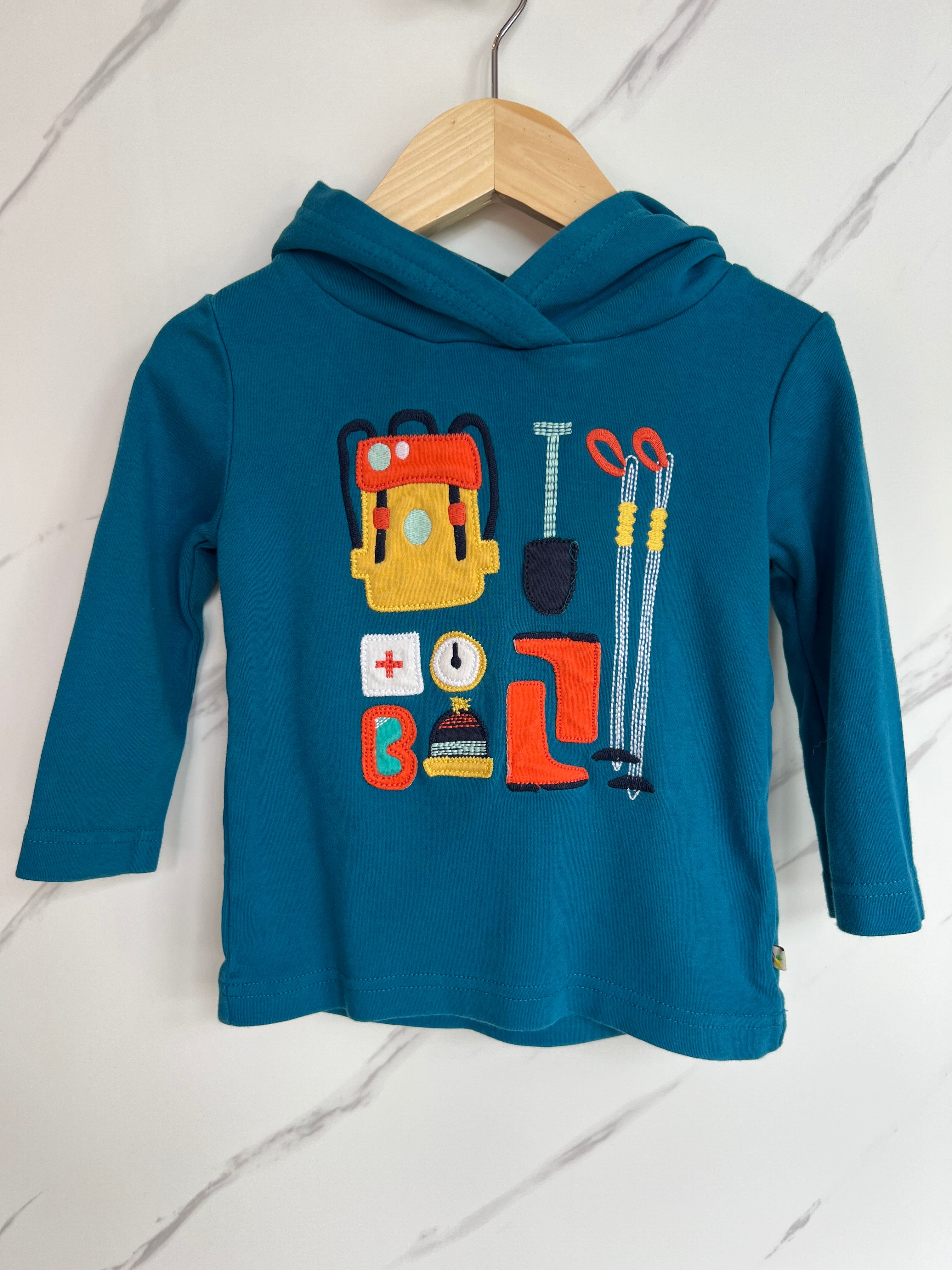 Frugi Blue Explorers Hooded Sweatshirt Age 18-24 Months