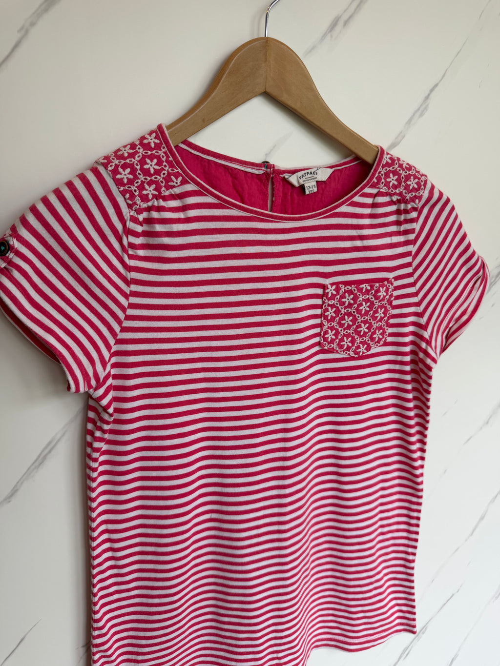 FatFace Pink & White T-Shirt Age 12-13 Years