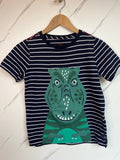 Joules Navy Striped Dino Zip Mouth T-Shirt Age 9 Years