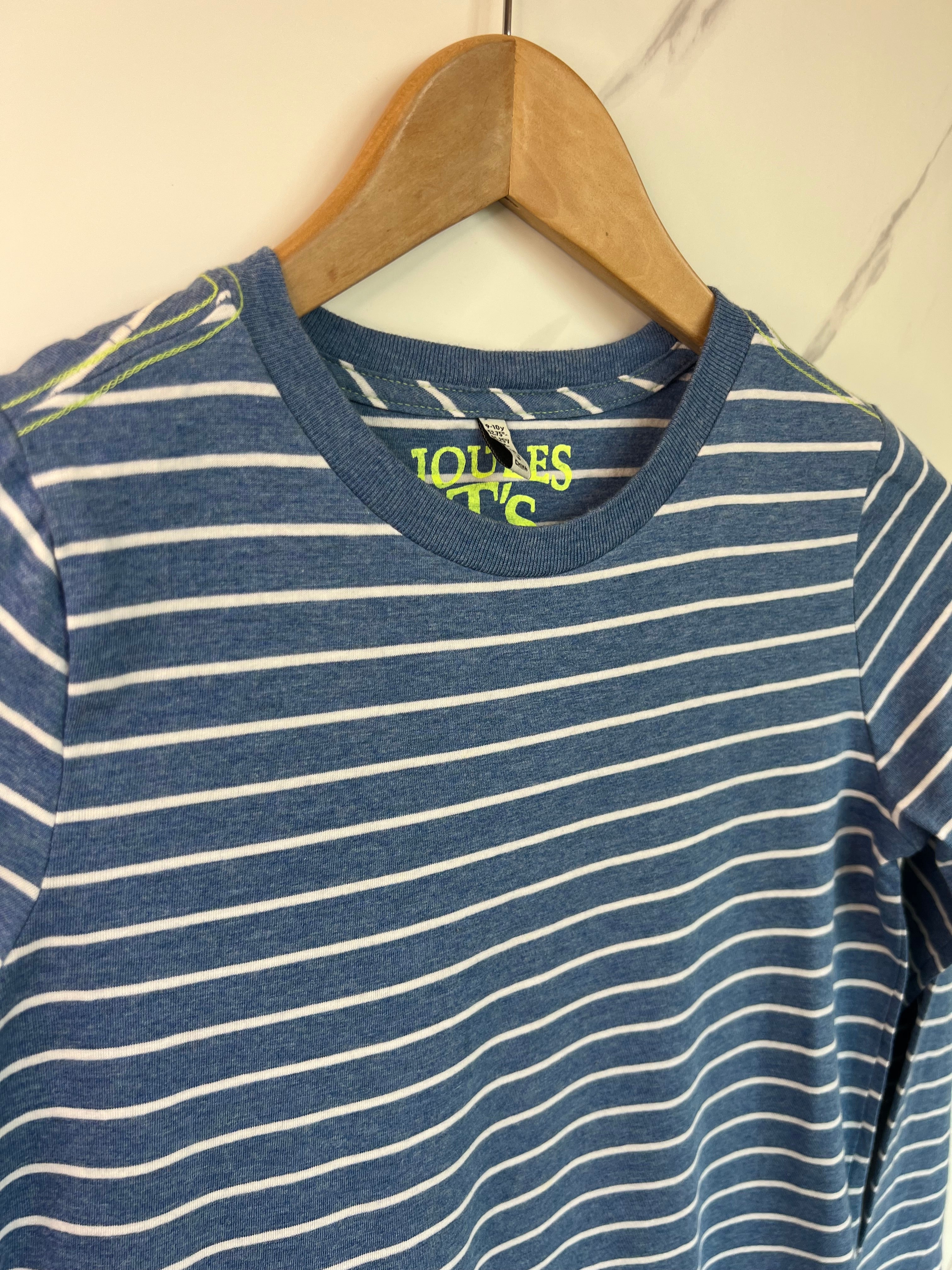 Joules Blue & White Striped Crocodile Long-Sleeved Top Age 9-10 Years