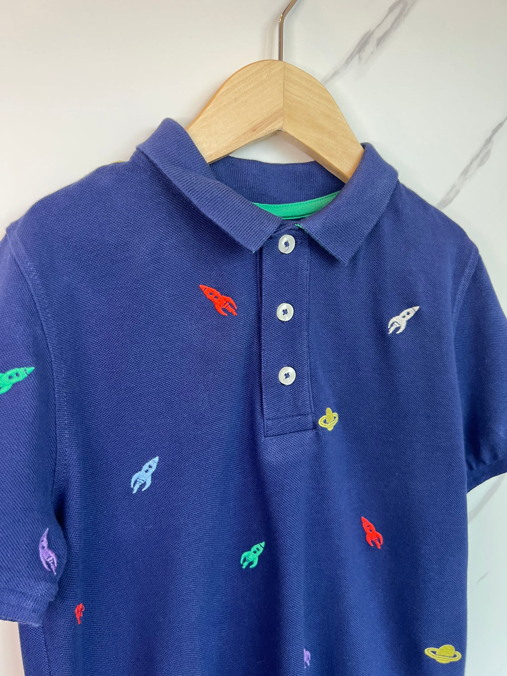 Boden Blue Rocket Polo Shirt Age 9-10 Years